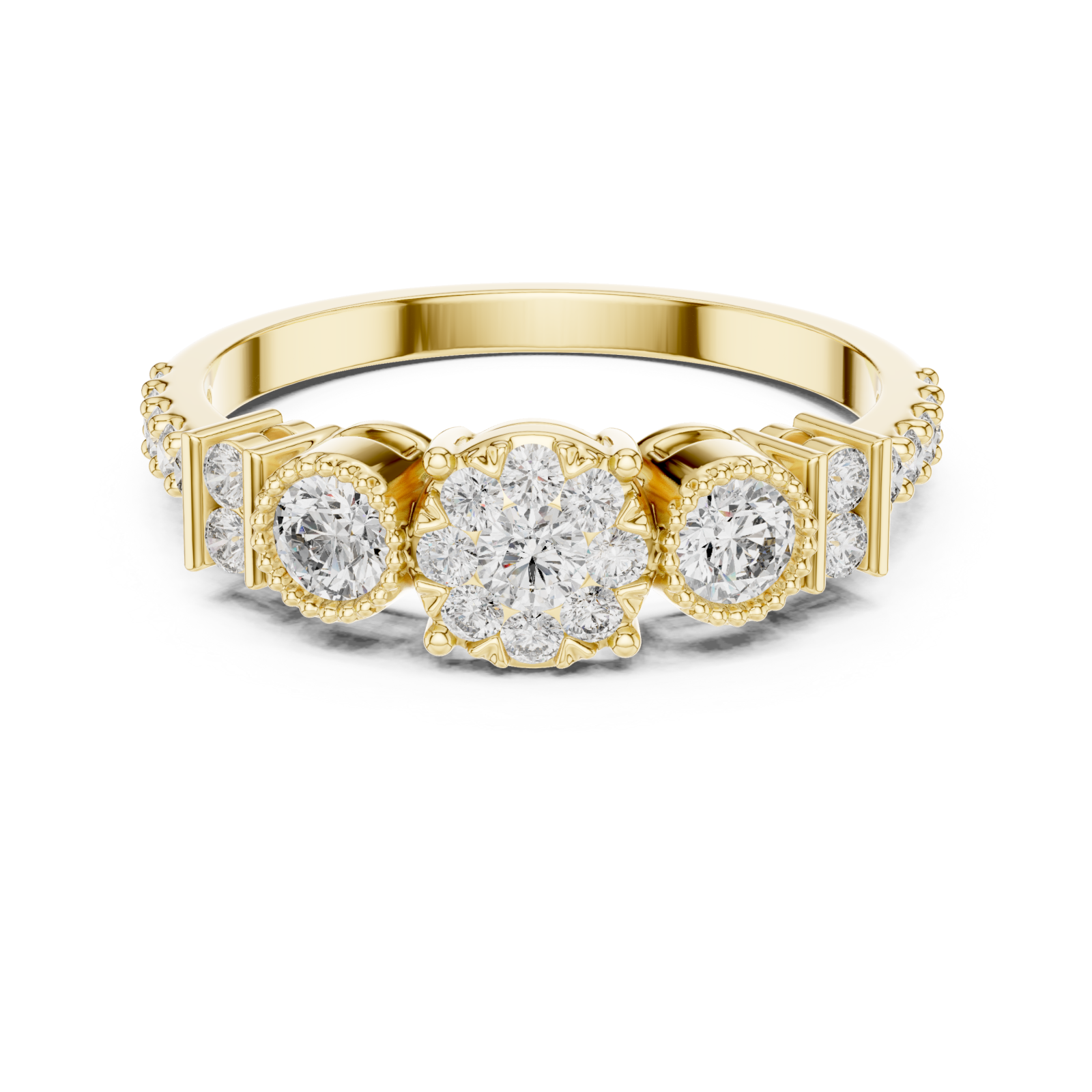  Gold Celestial Harmony Eternity Dress Ring Front View