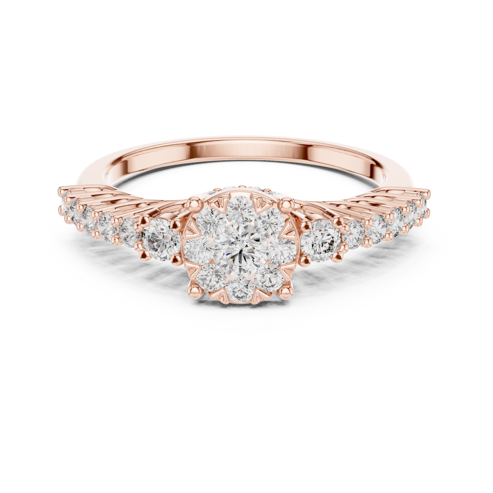  Rose Gold Celestial Harmony Bouquet Ring Front View