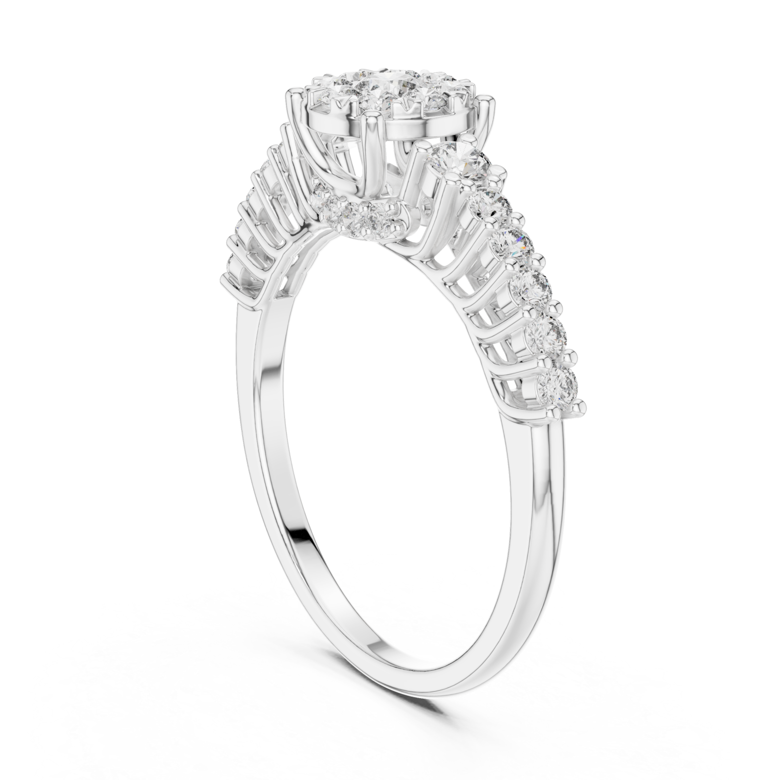  White Gold Celestial Harmony Bouquet Ring Left View