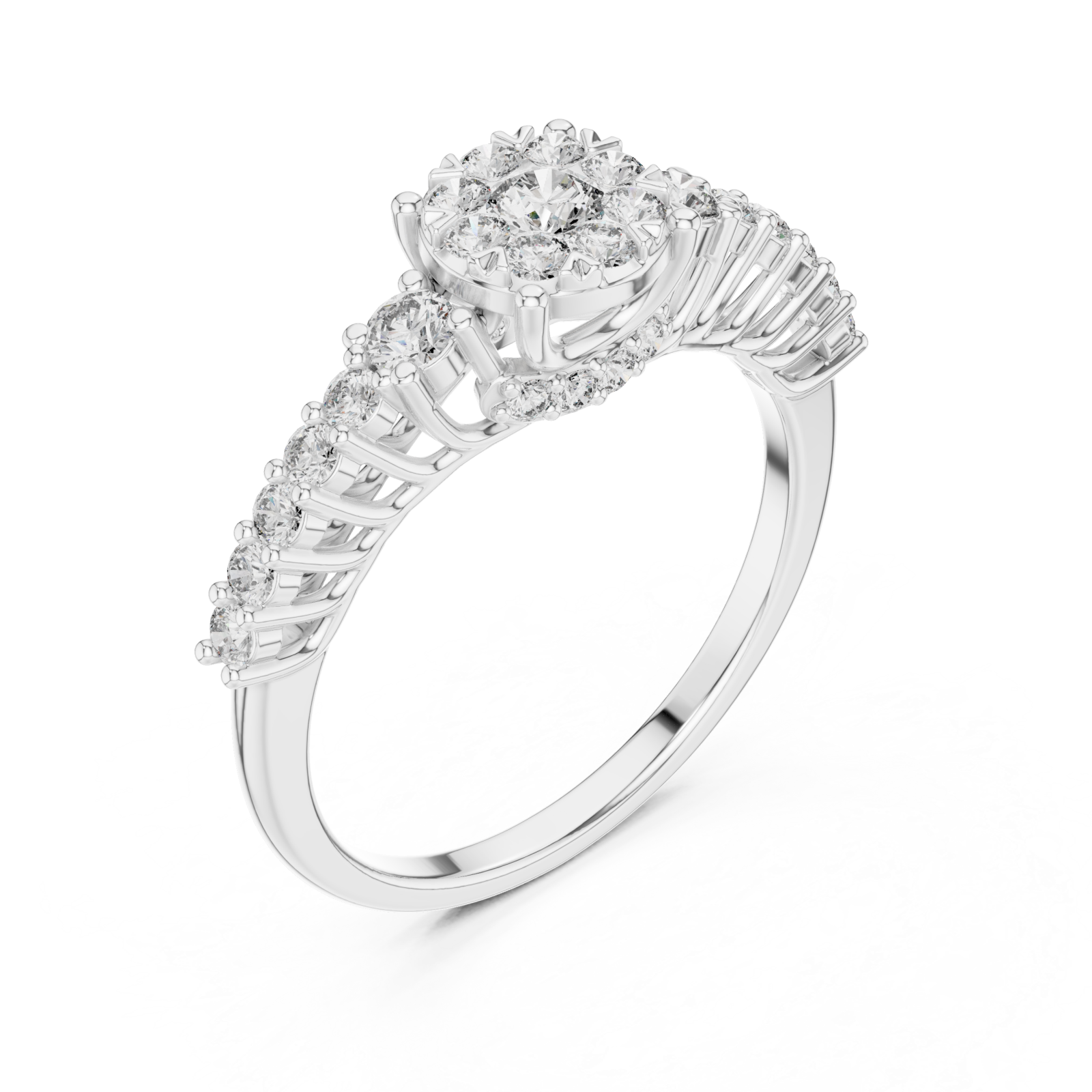  White Gold Celestial Harmony Bouquet Ring Right View