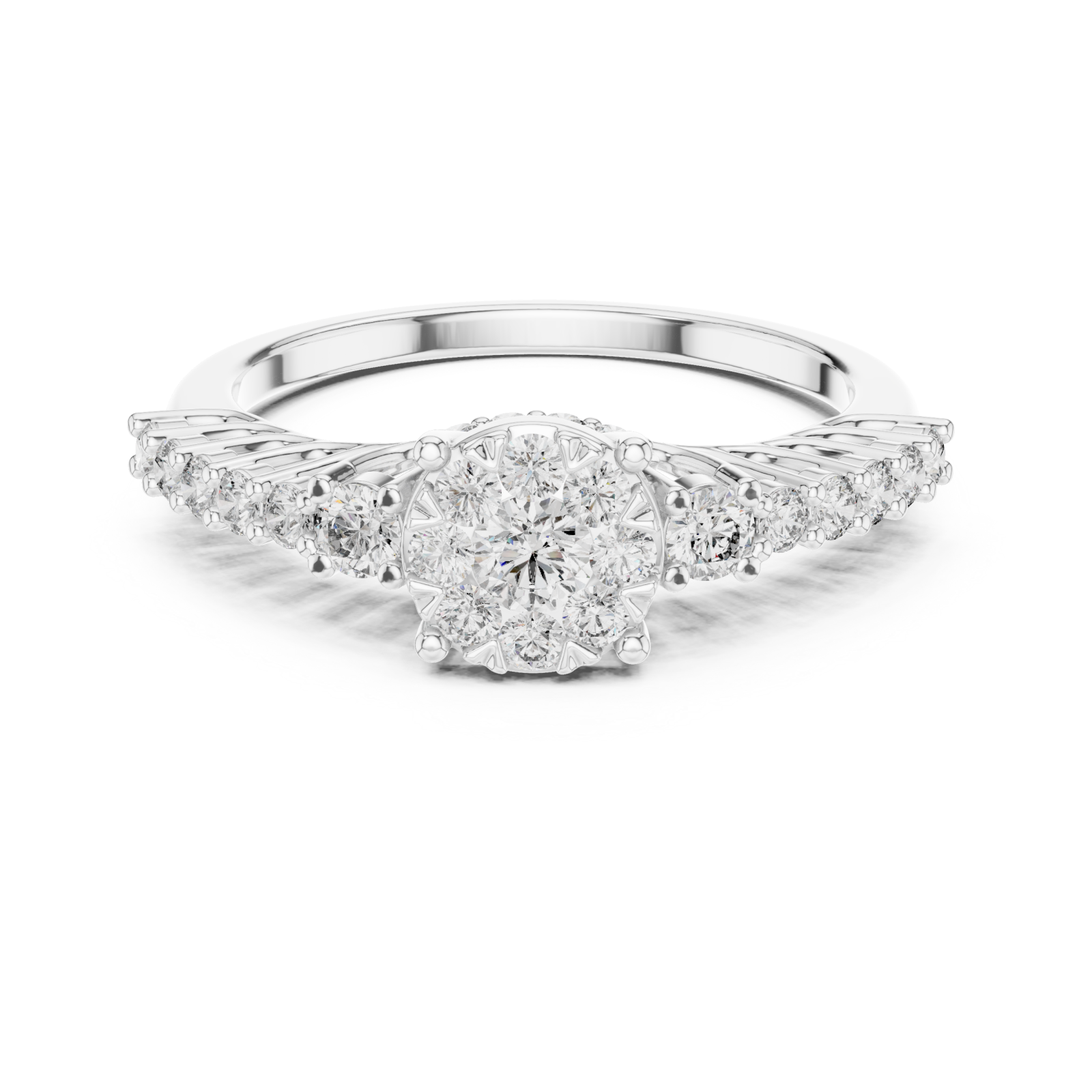  White Gold Celestial Harmony Bouquet Ring Front View