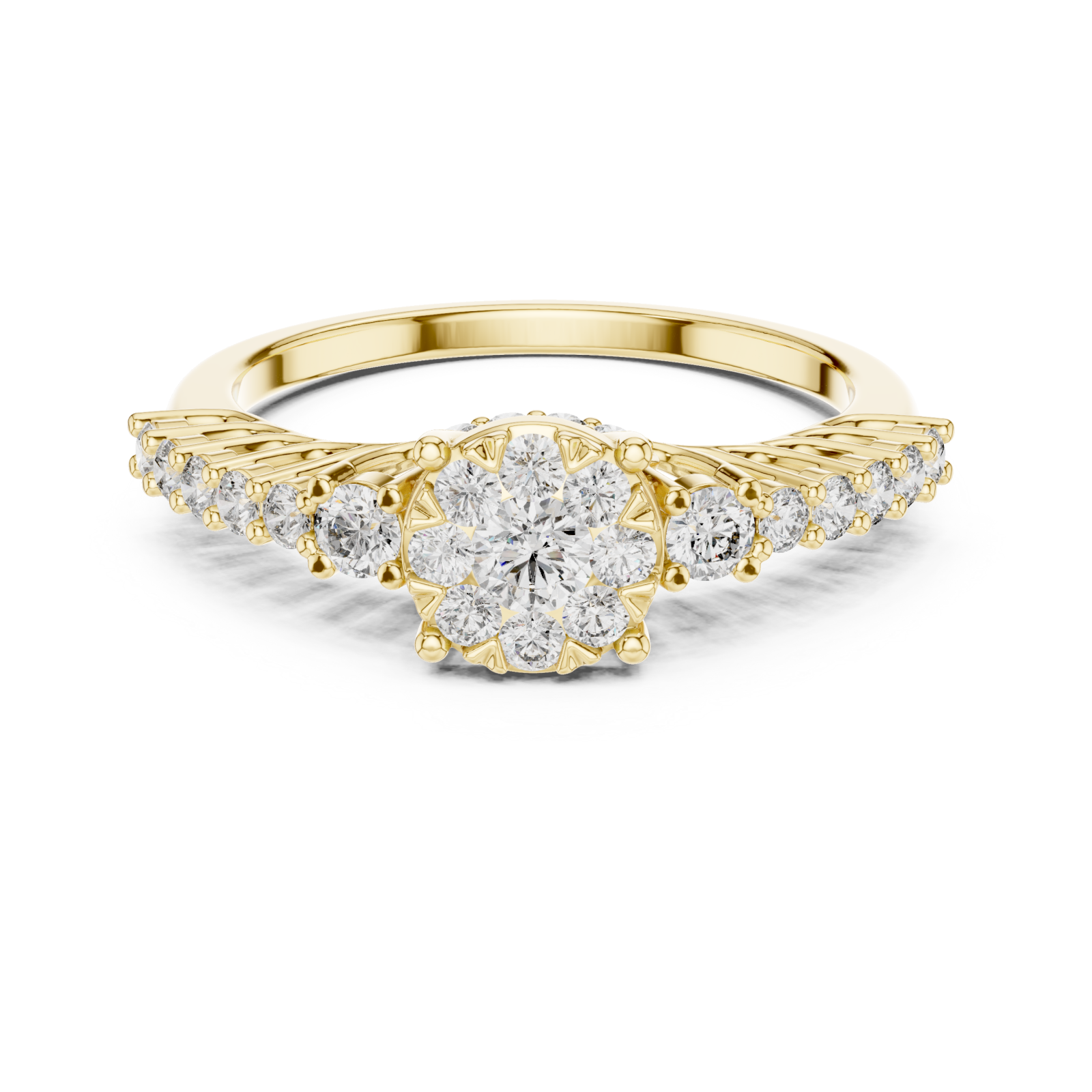 Gold Celestial Harmony Bouquet Ring Front View