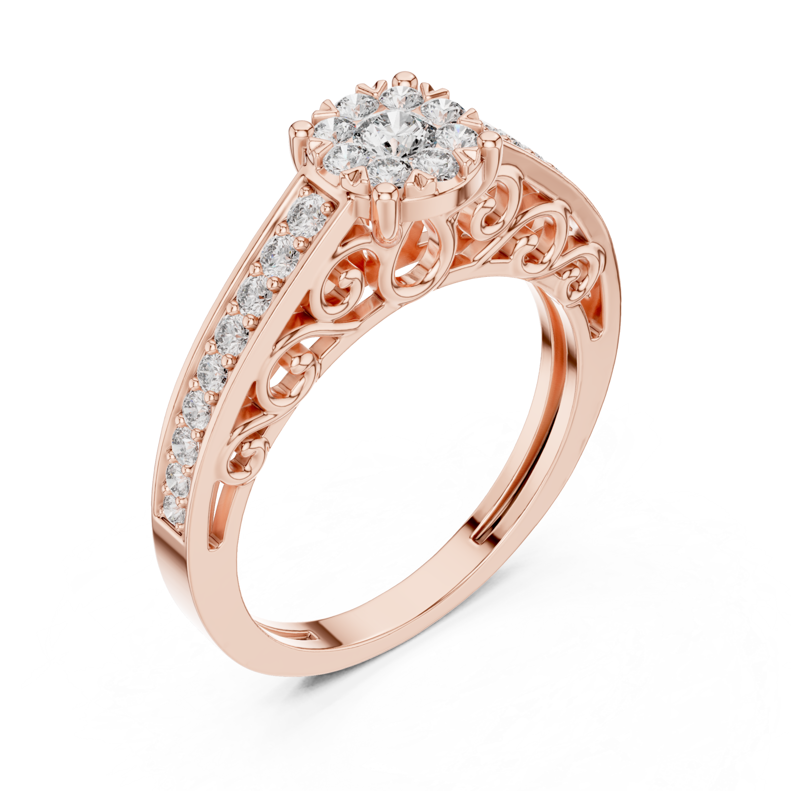  Rose Gold Radiant Spiral Elegance Crown Ring Right View
