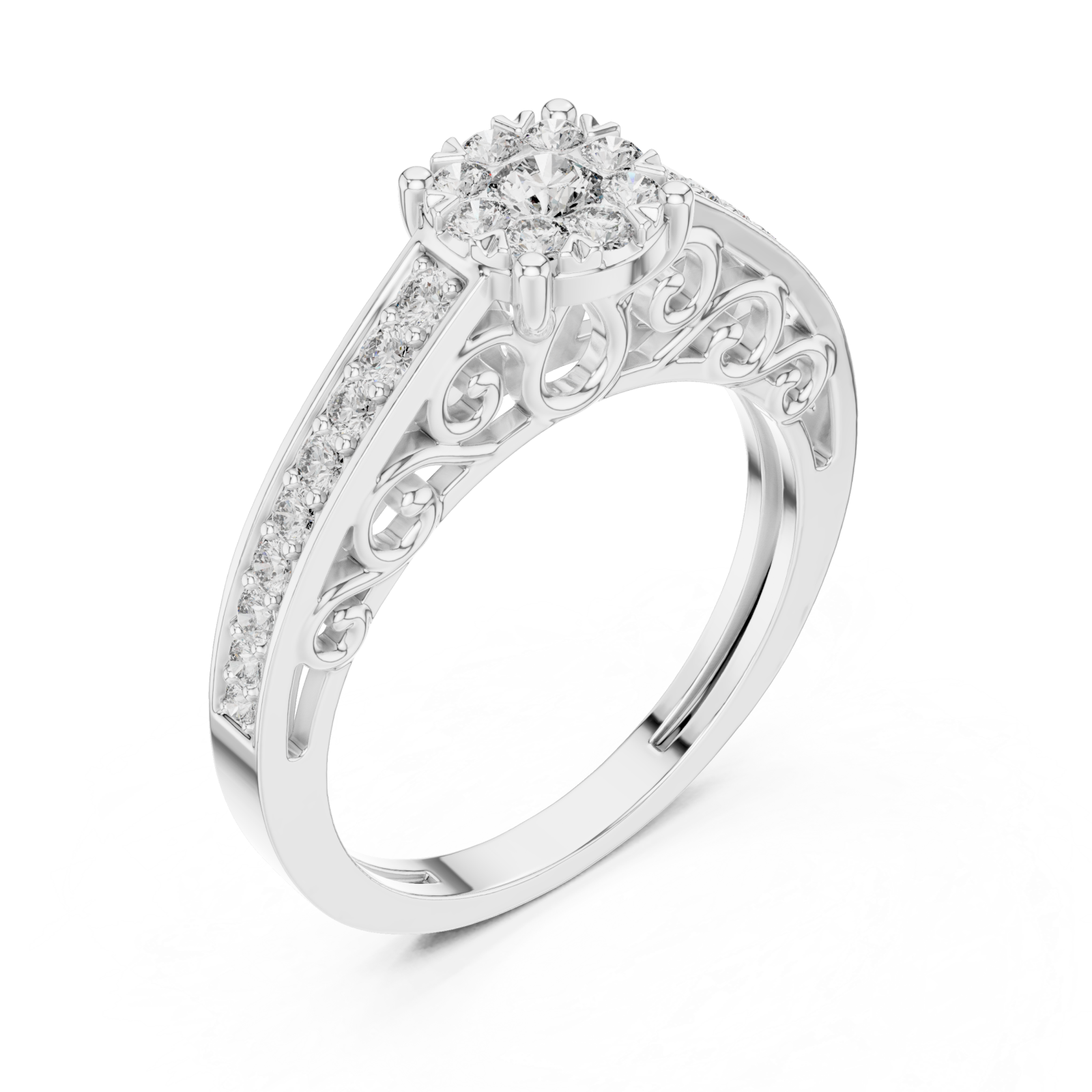 White Gold Radiant Spiral Elegance Crown Ring Right View