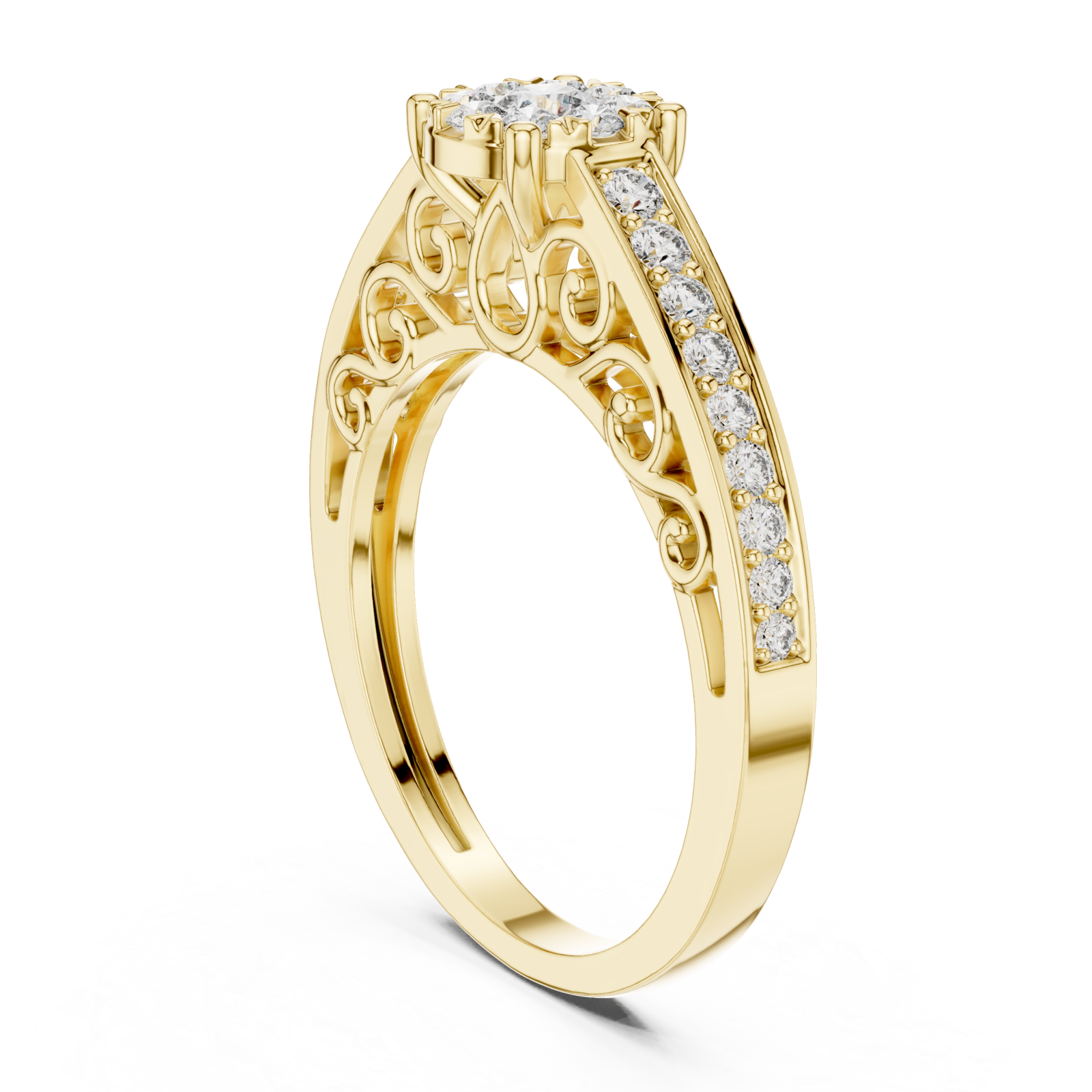  Gold Radiant Spiral Elegance Crown Ring Left View