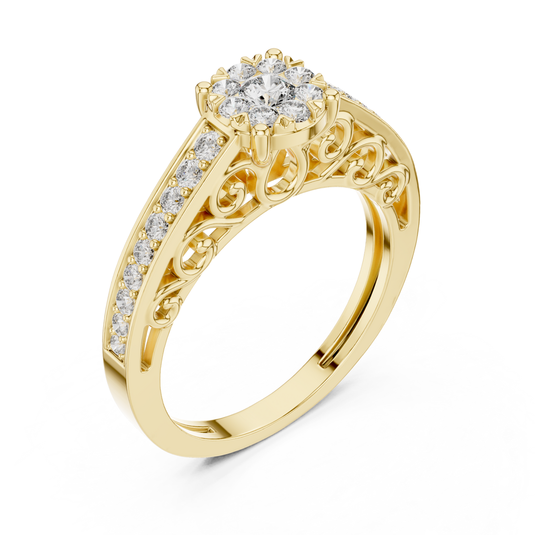 Gold Radiant Spiral Elegance Crown Ring Right View