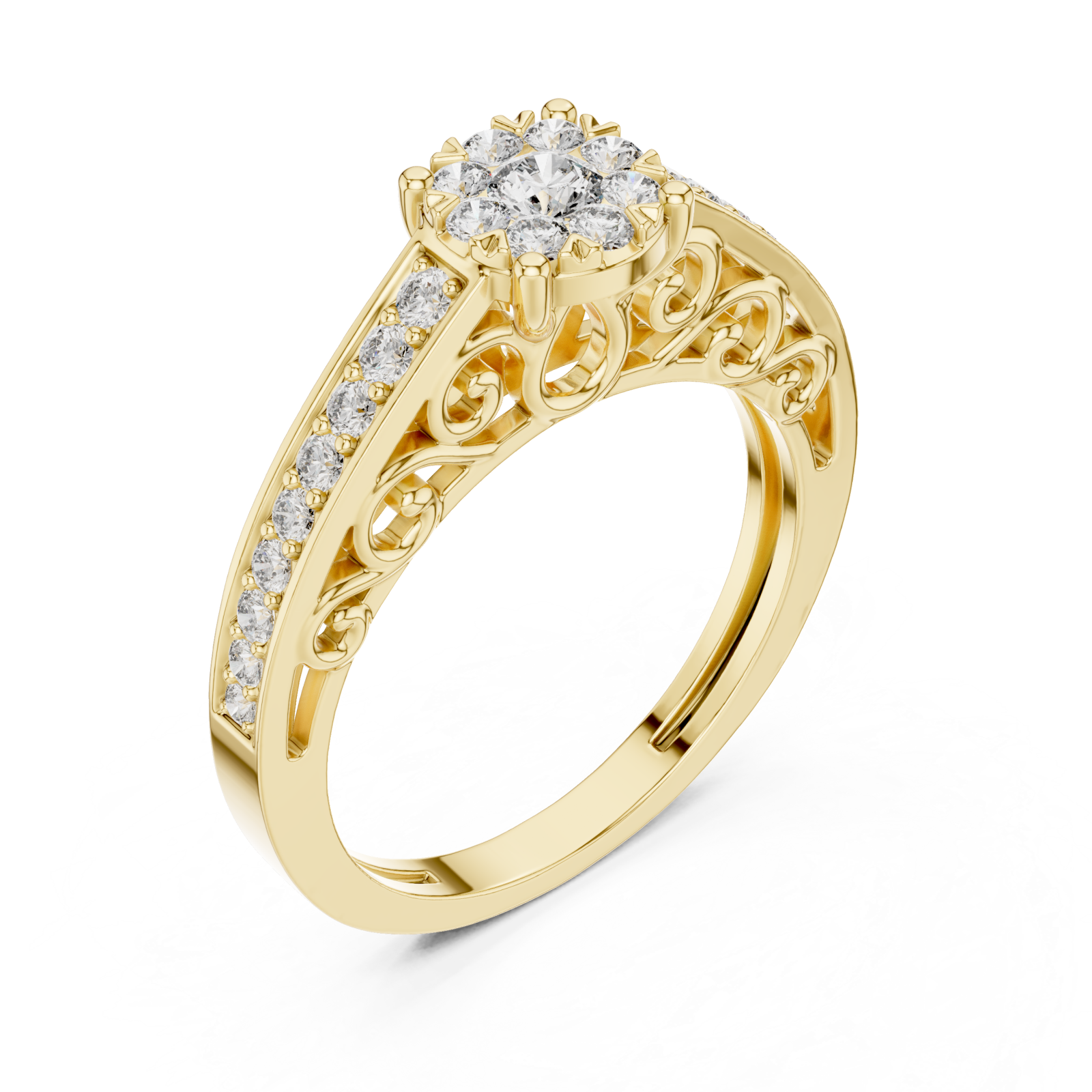 Gold Radiant Spiral Elegance Crown Ring Right View