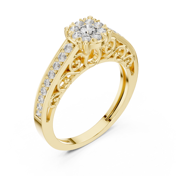 Gold Radiant Spiral Elegance Crown Ring Right View