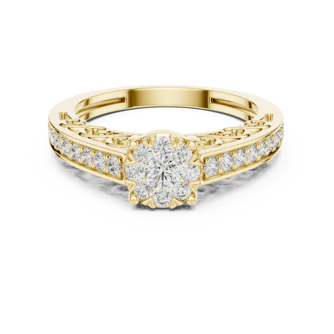 Gold Radiant Spiral Elegance Crown Ring Right View