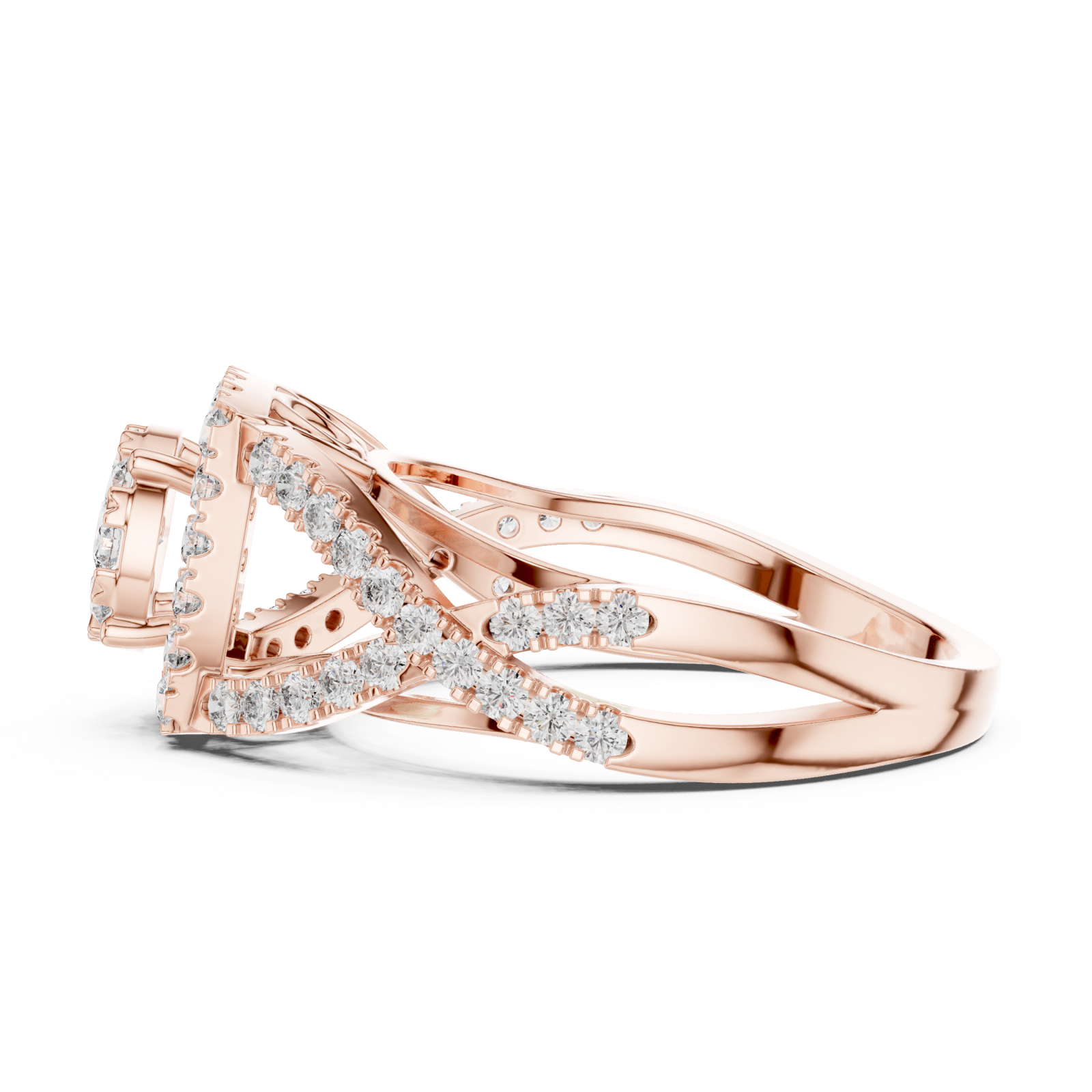  Rose Gold Starcross Halo Statement Ring Side View