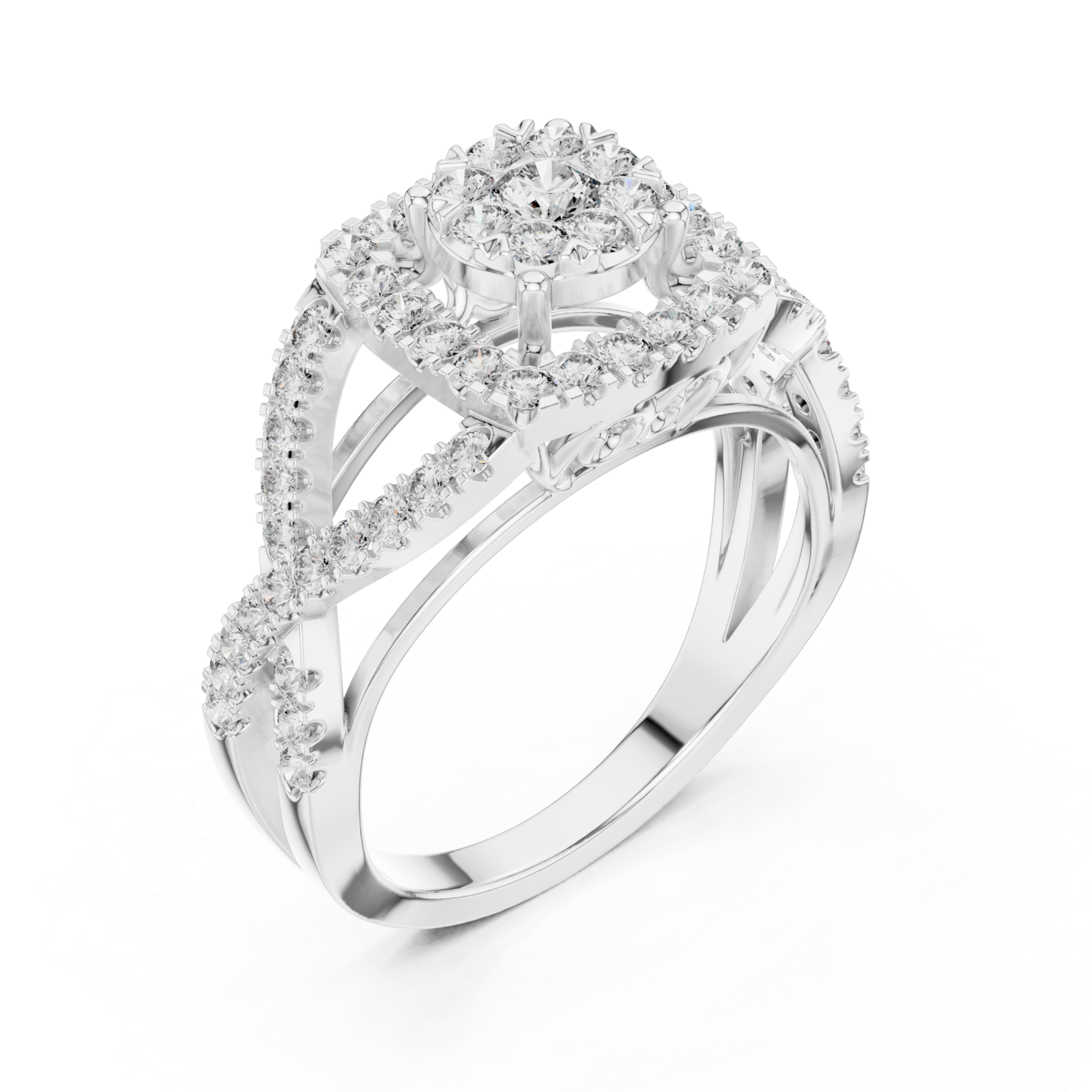  White Gold Starcross Halo Statement Ring Right View