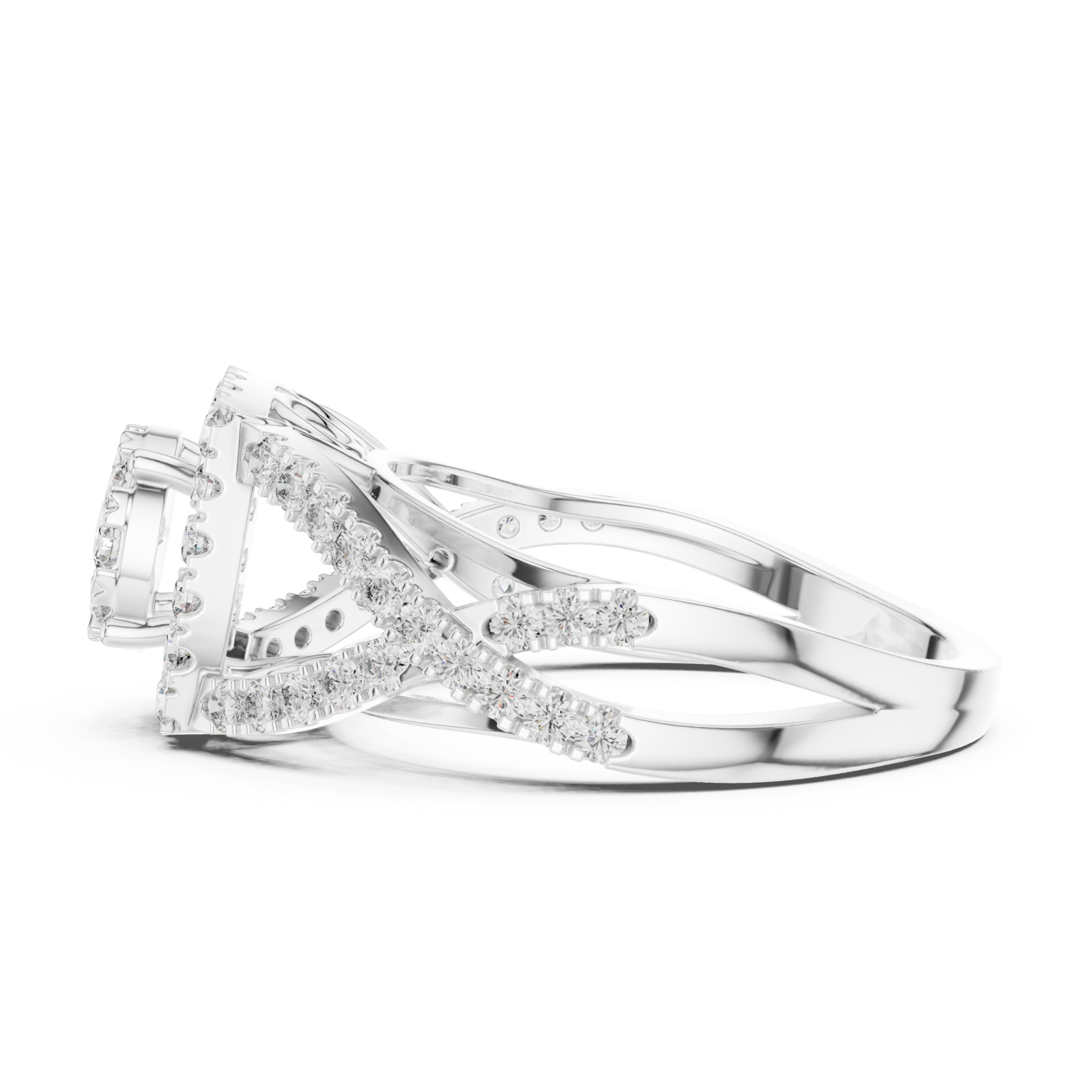  White Gold Starcross Halo Statement Ring Side View