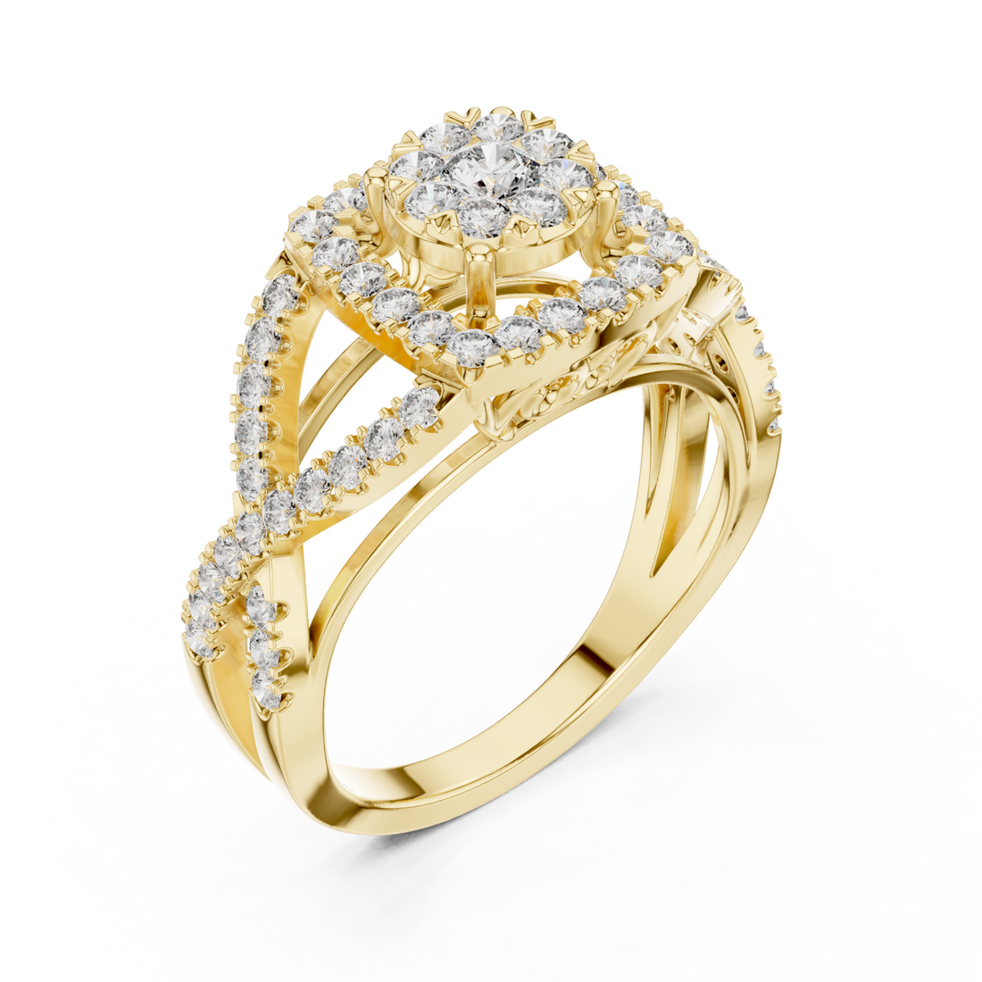 Gold Starcross Halo Statement Ring Right View