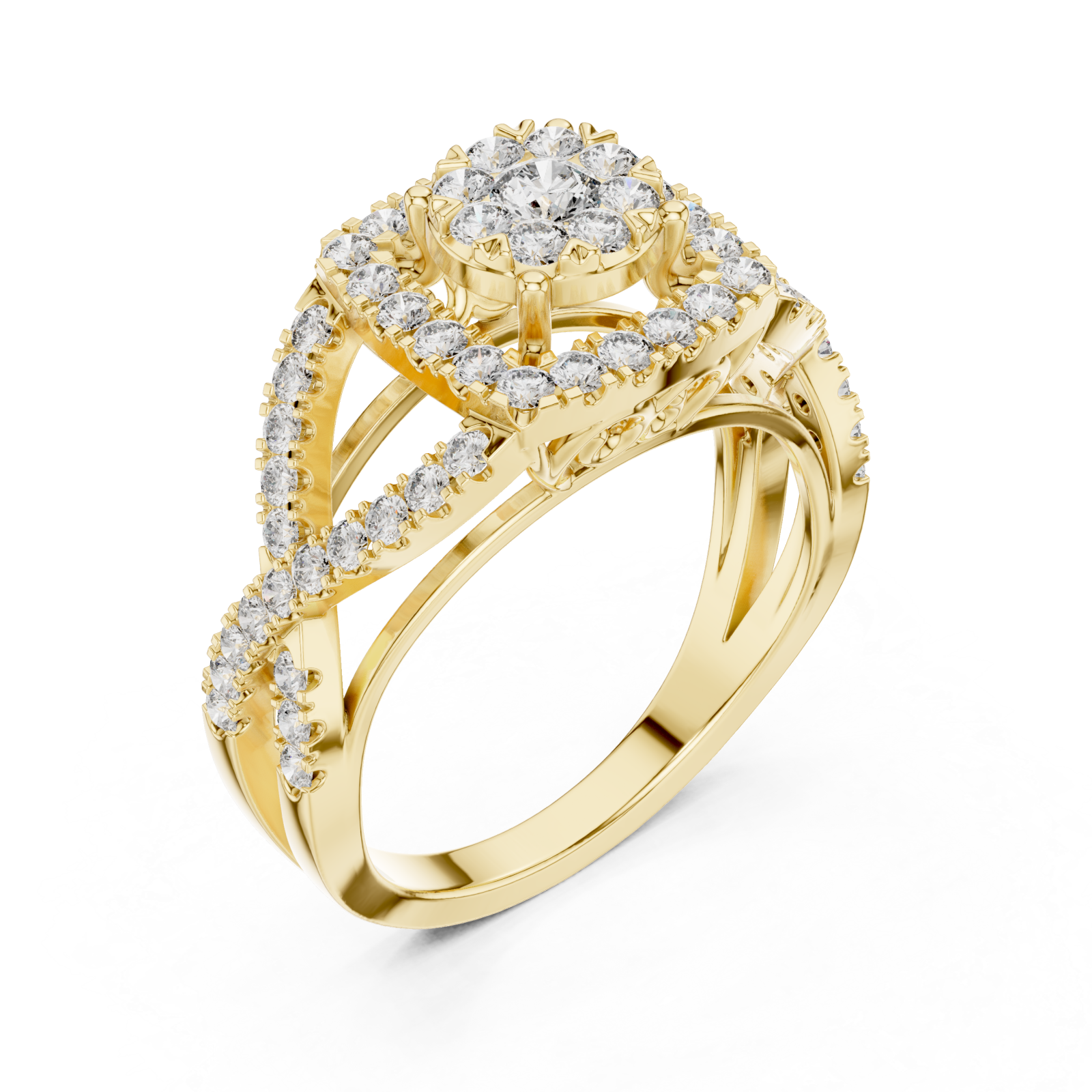 Gold Starcross Halo Statement Ring Right View
