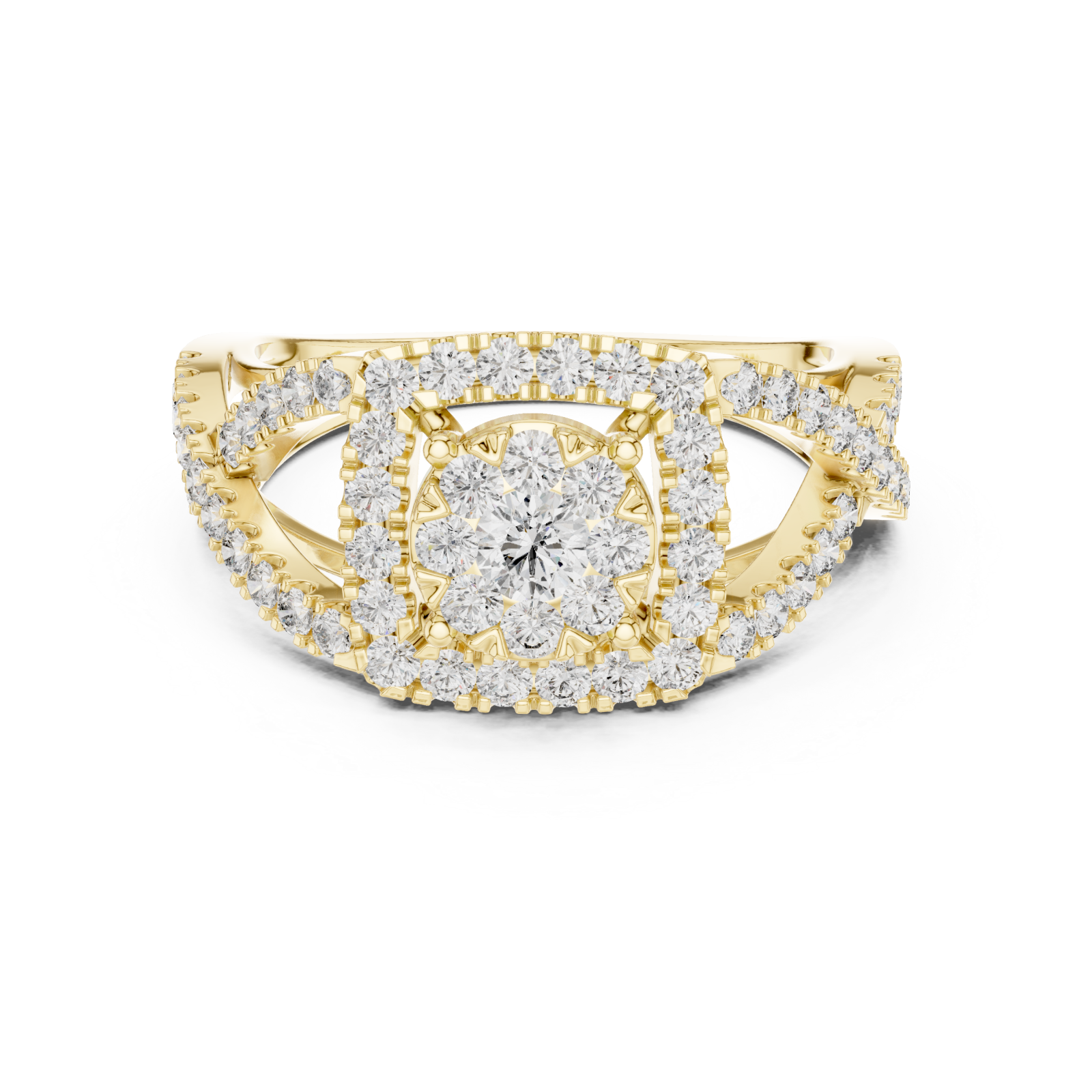  Gold Starcross Halo Statement Ring Front View