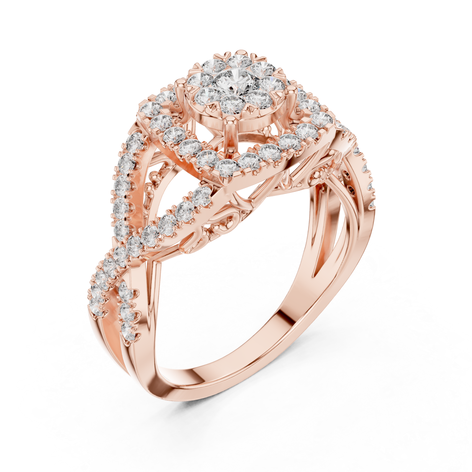  Rose Gold Celestia Halo Grand Heritage Cocktail Ring Right View