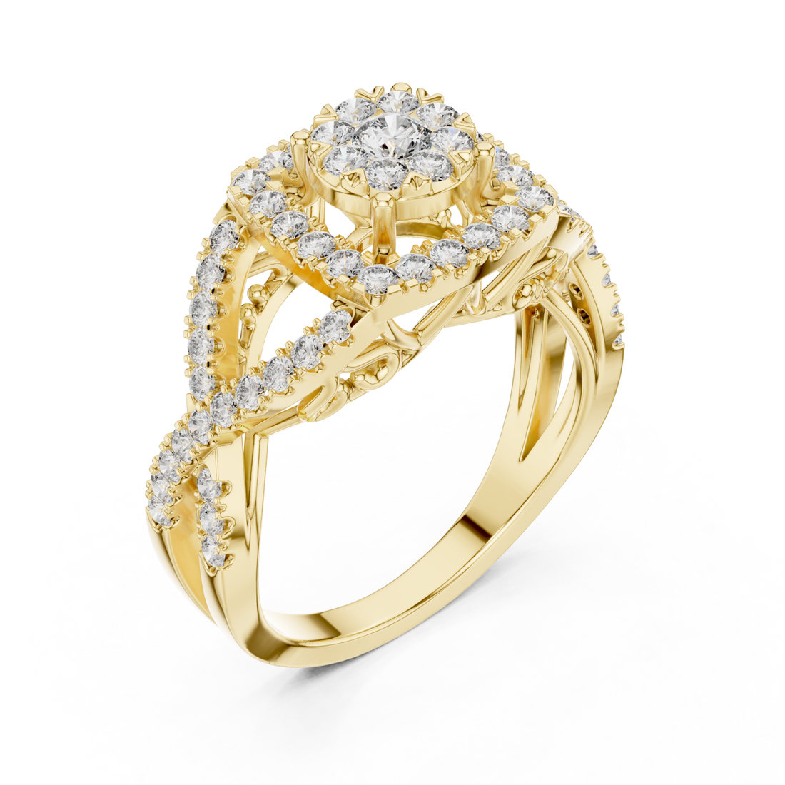 Gold Celestia Halo Grand Heritage Cocktail Ring Right View