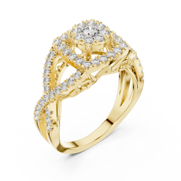 Gold Celestia Halo Grand Heritage Cocktail Ring Right View