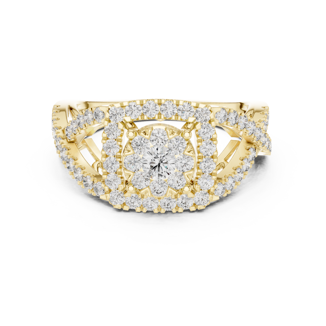 Gold Celestia Halo Grand Heritage Cocktail Ring Right View