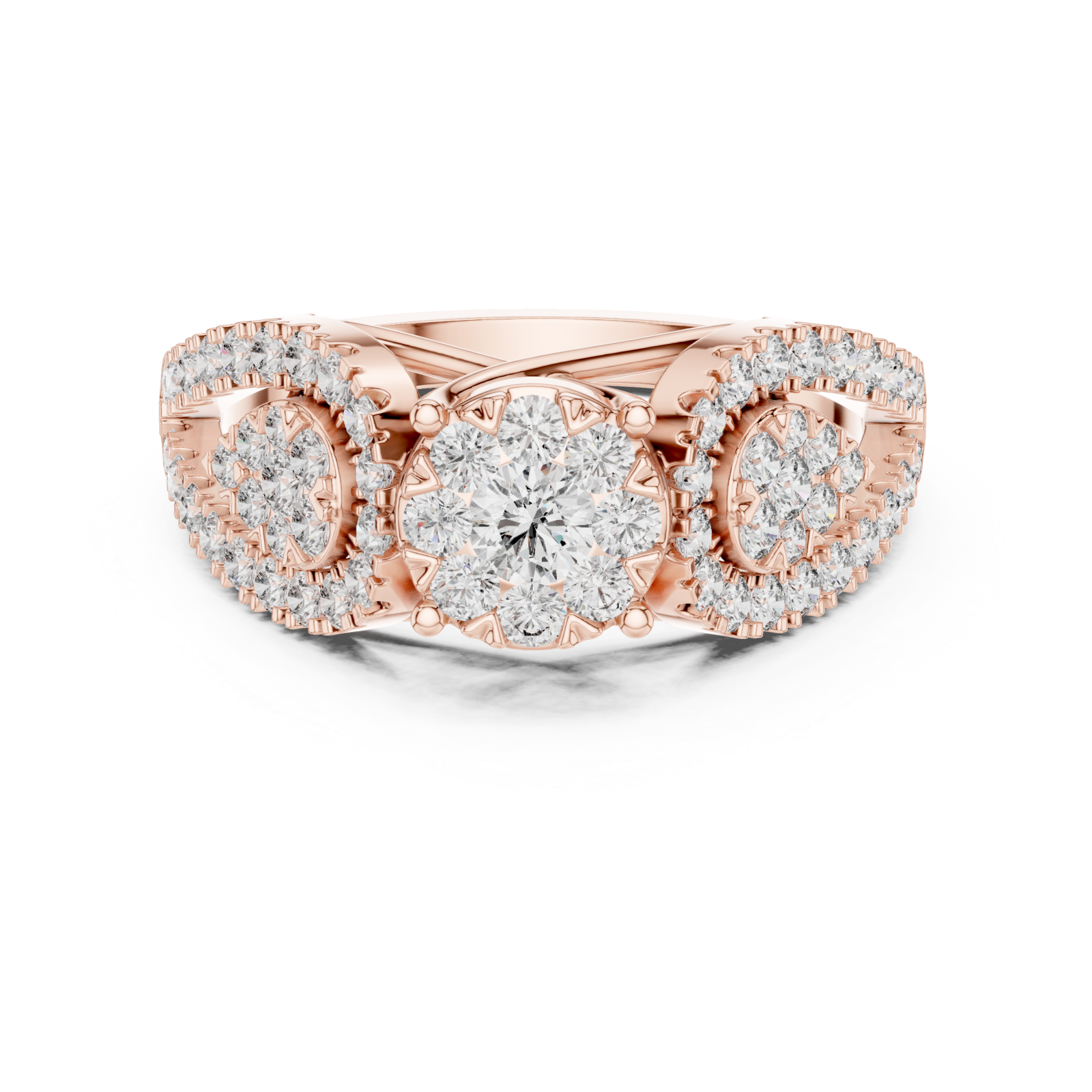  Rose Gold Wildflower Promenade Enchantment Statement Ring Front View