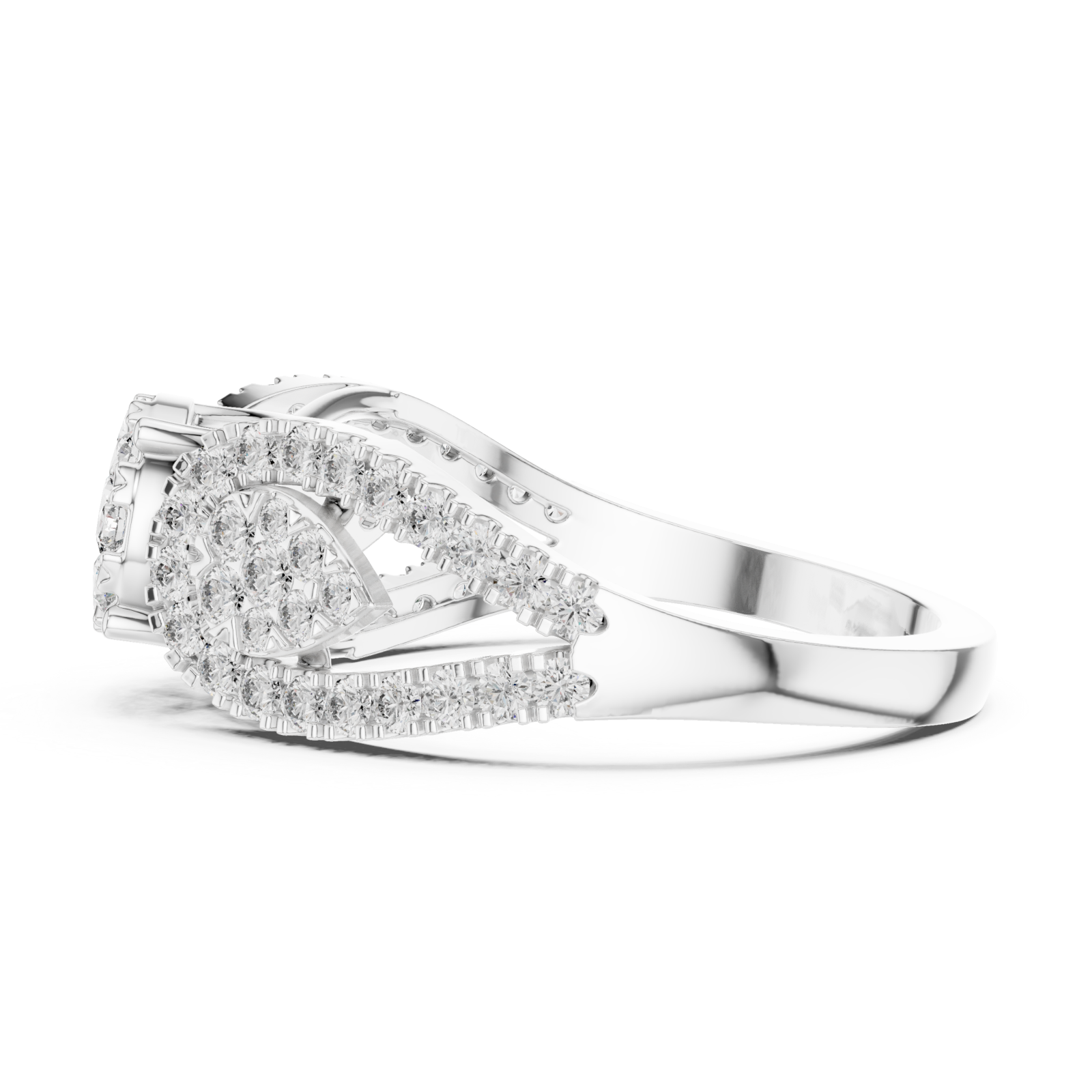  White Gold Wildflower Promenade Enchantment Statement Ring Side View