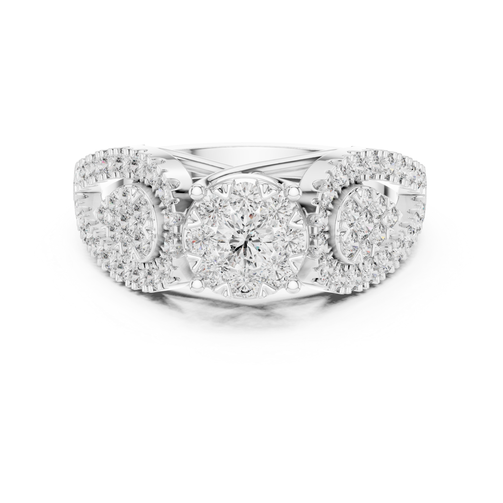  White Gold Wildflower Promenade Enchantment Statement Ring Front View