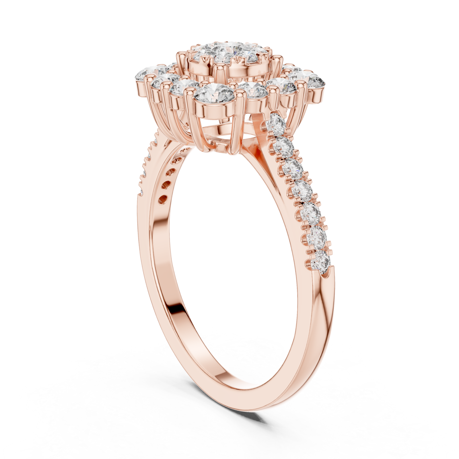  Rose Gold Luminous Petal Spiral Accent Ring Left View
