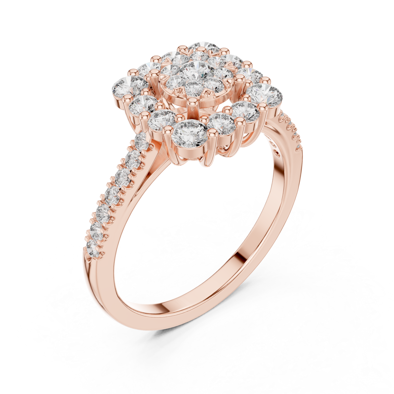  Rose Gold Luminous Petal Spiral Accent Ring Right View