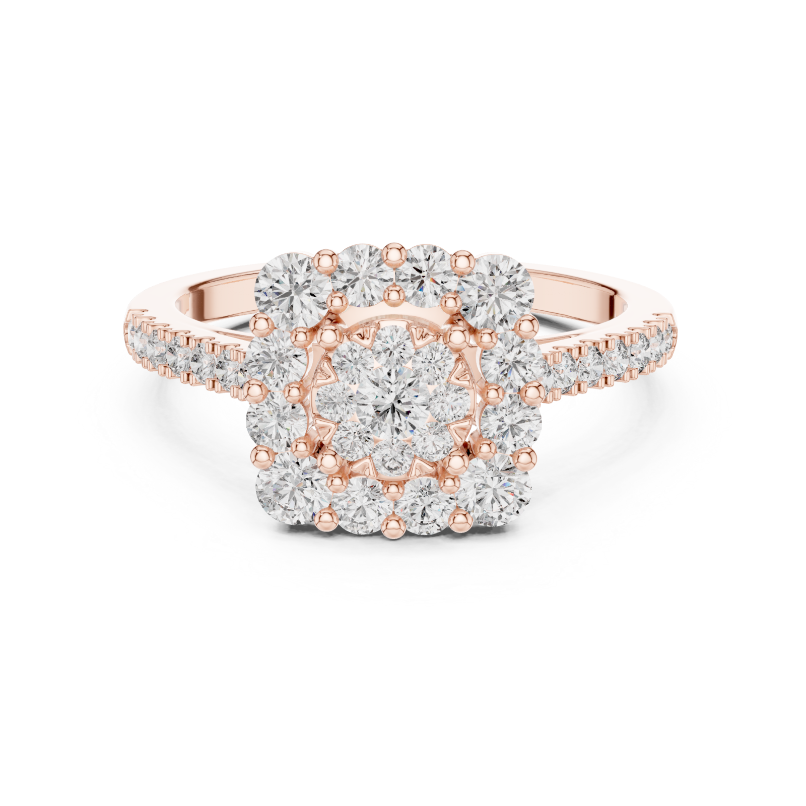  Rose Gold Luminous Petal Spiral Accent Ring Front View