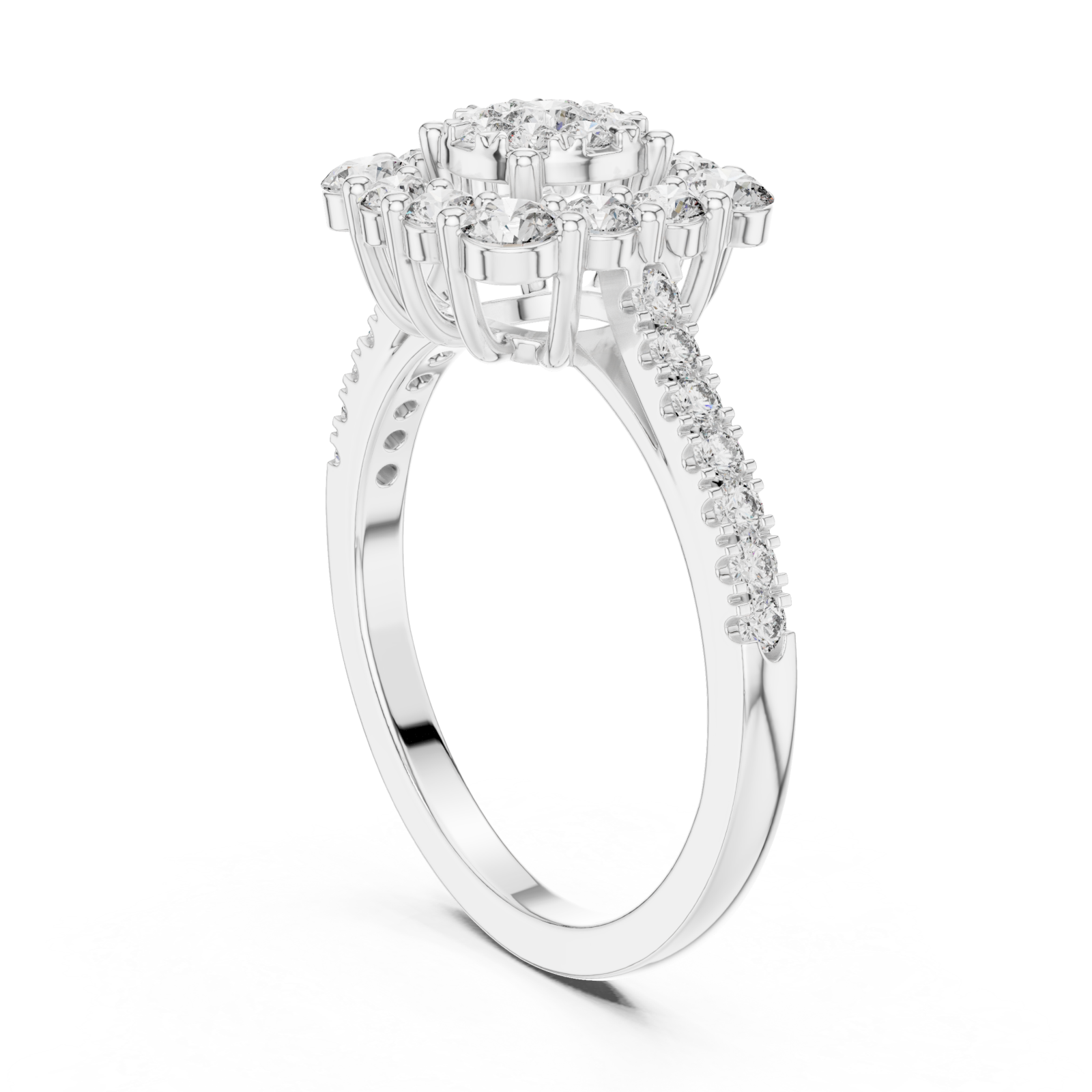  White Gold Luminous Petal Spiral Accent Ring Left View