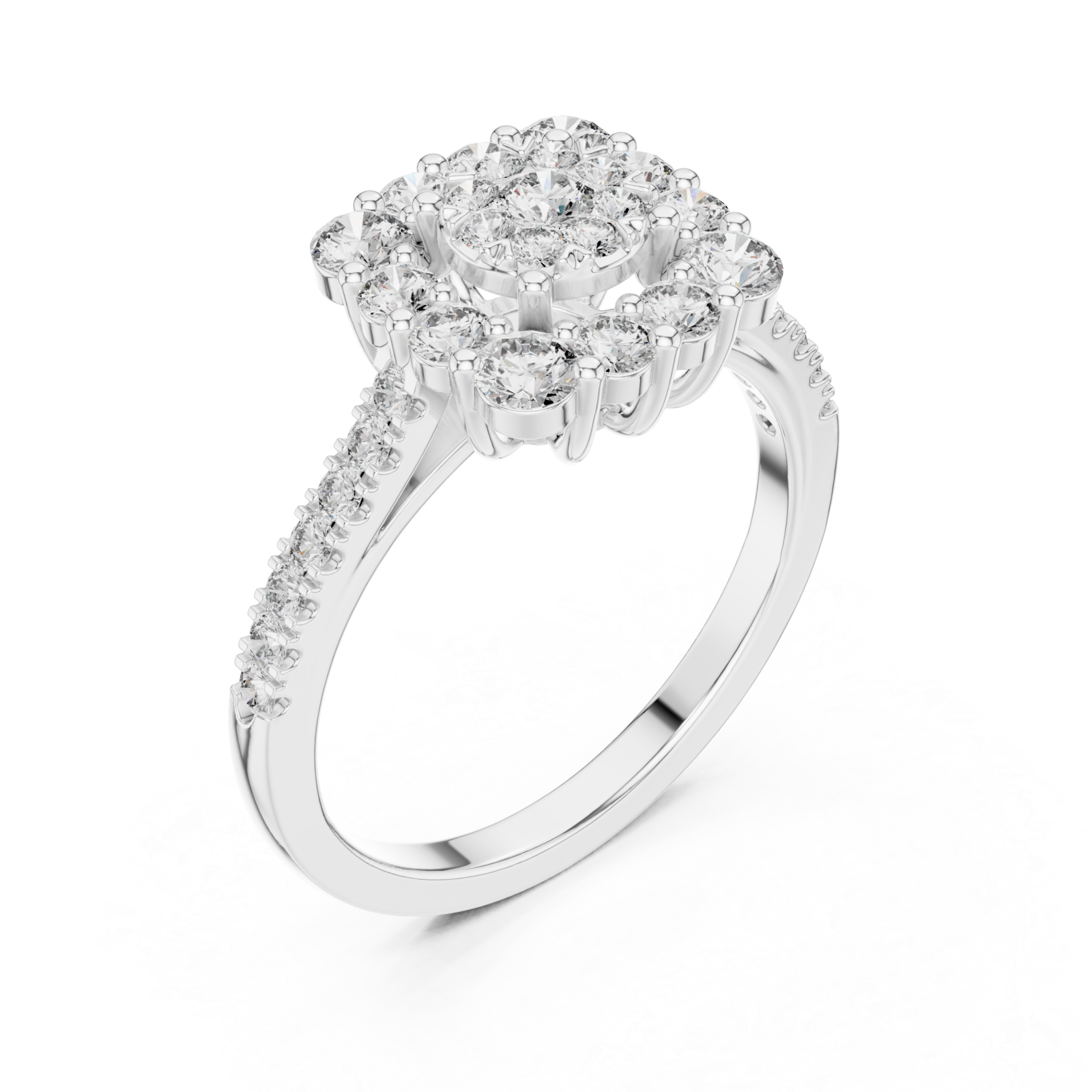  White Gold Luminous Petal Spiral Accent Ring Right View