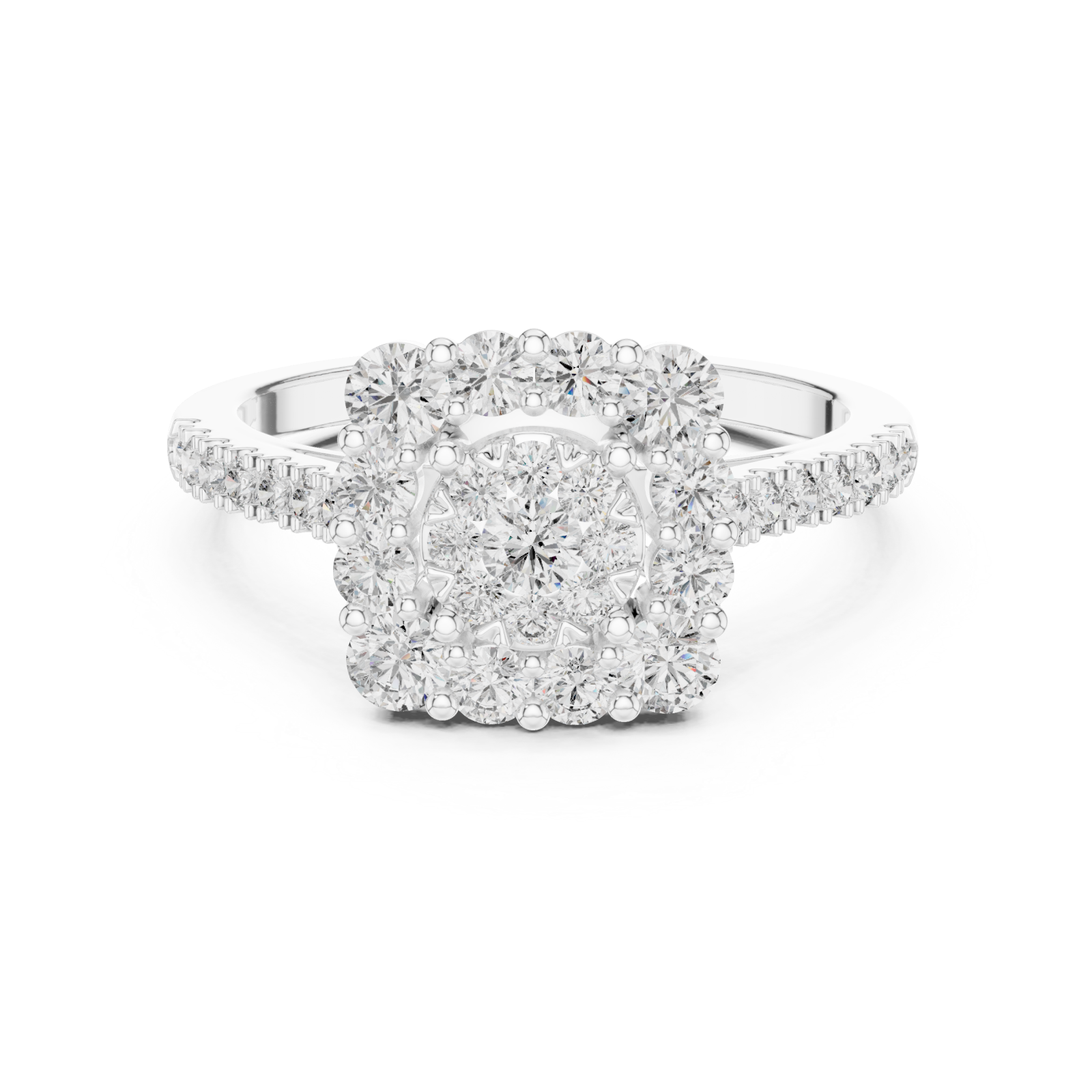  White Gold Luminous Petal Spiral Accent Ring Front View