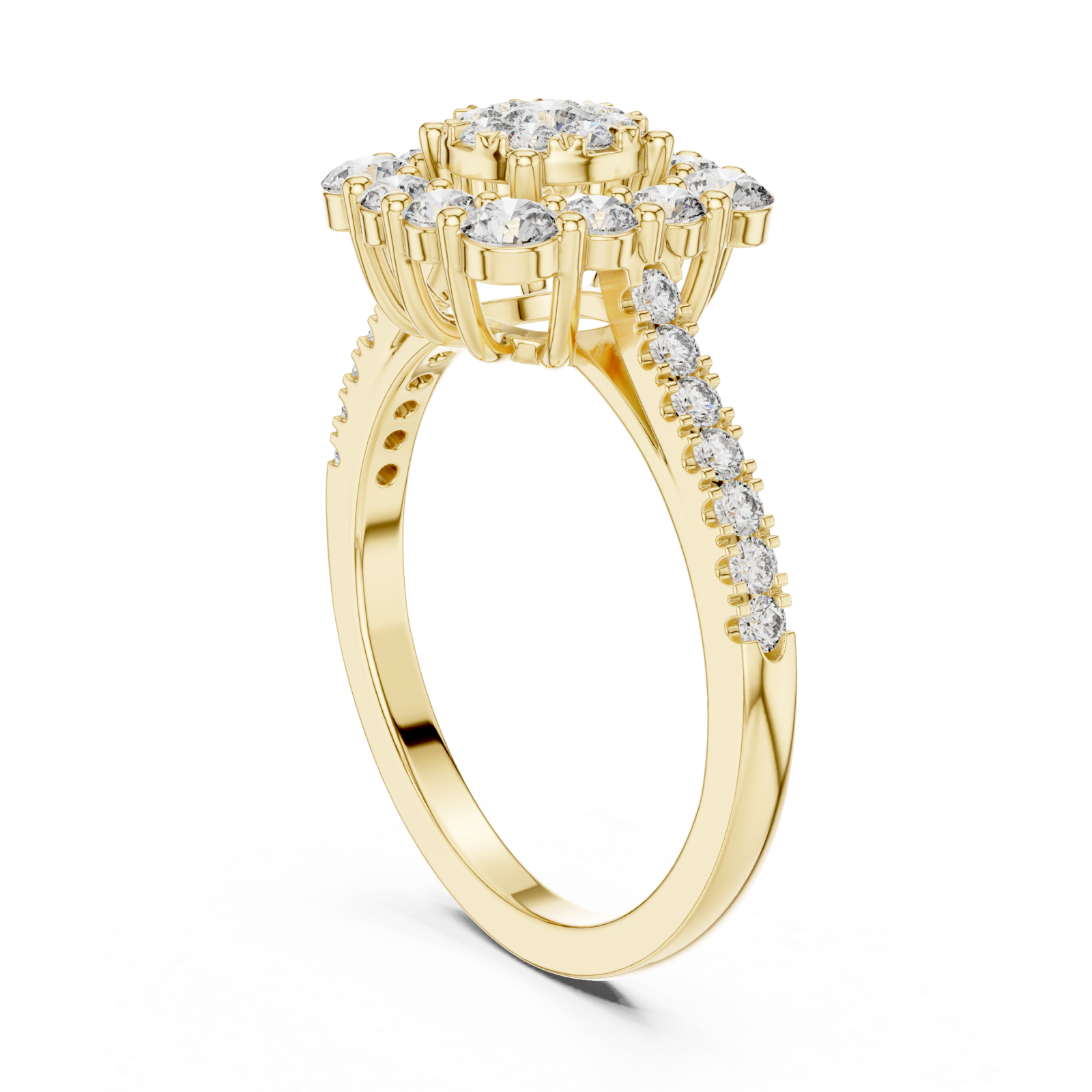 Gold Luminous Petal Spiral Accent Ring Left View