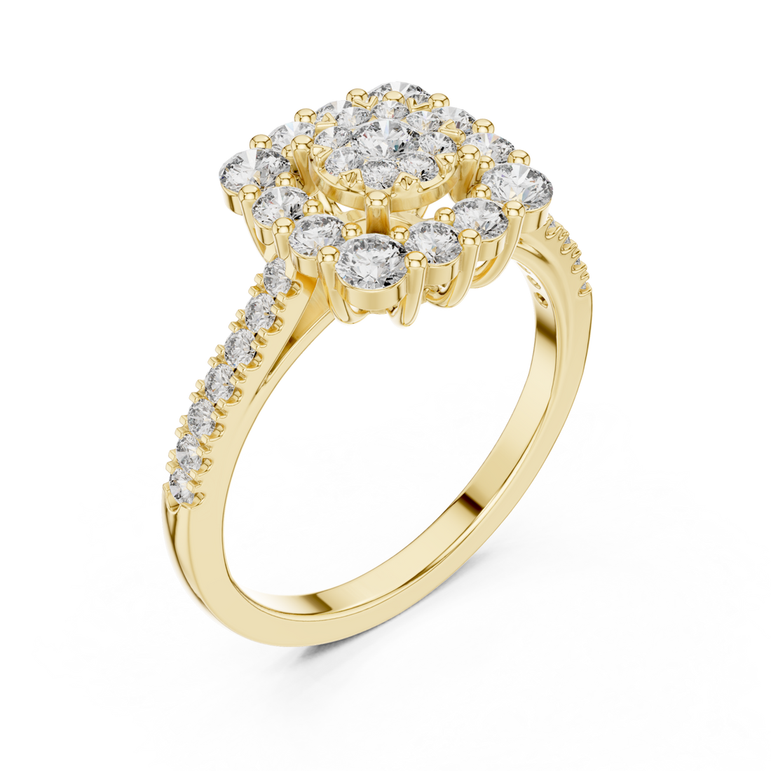 Gold Luminous Petal Spiral Accent Ring Right View