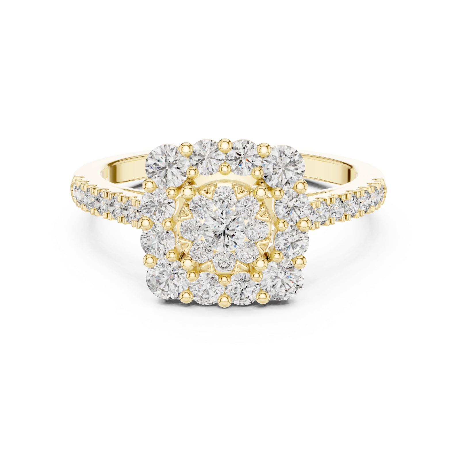  Gold Luminous Petal Spiral Accent Ring Front View