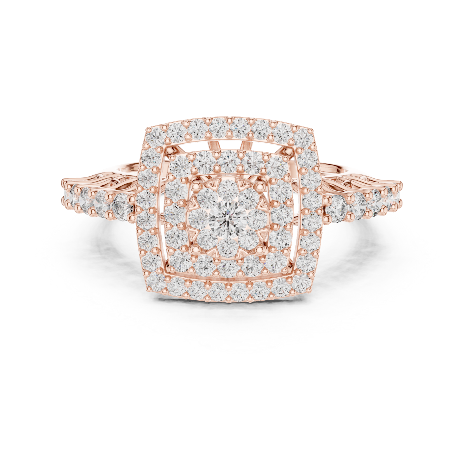  Rose Gold Lustrous Grandeur Radiance Cocktail Ring Front View