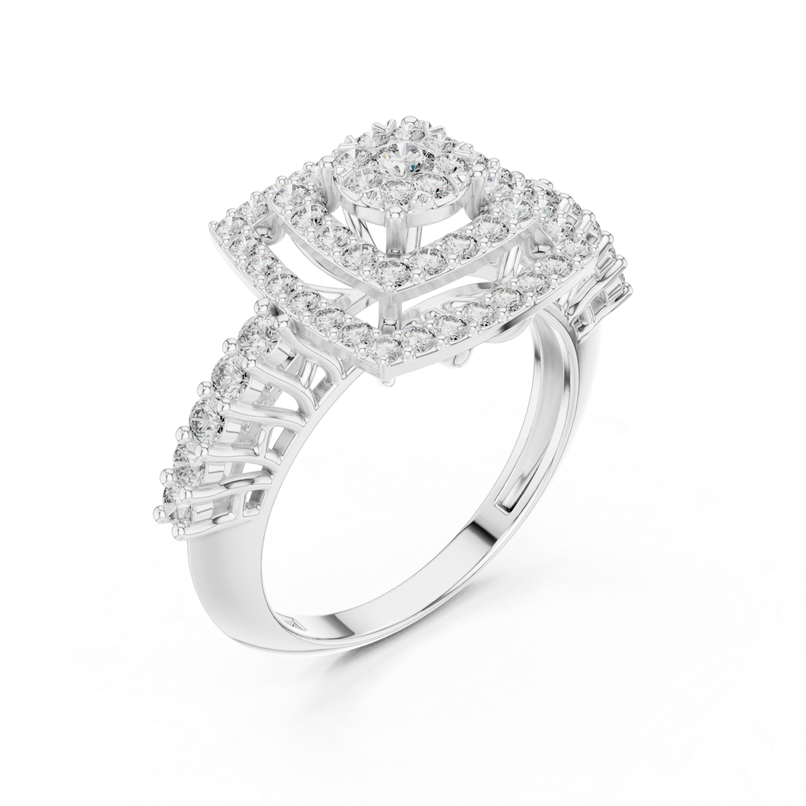  White Gold Lustrous Grandeur Radiance Cocktail Ring Right View