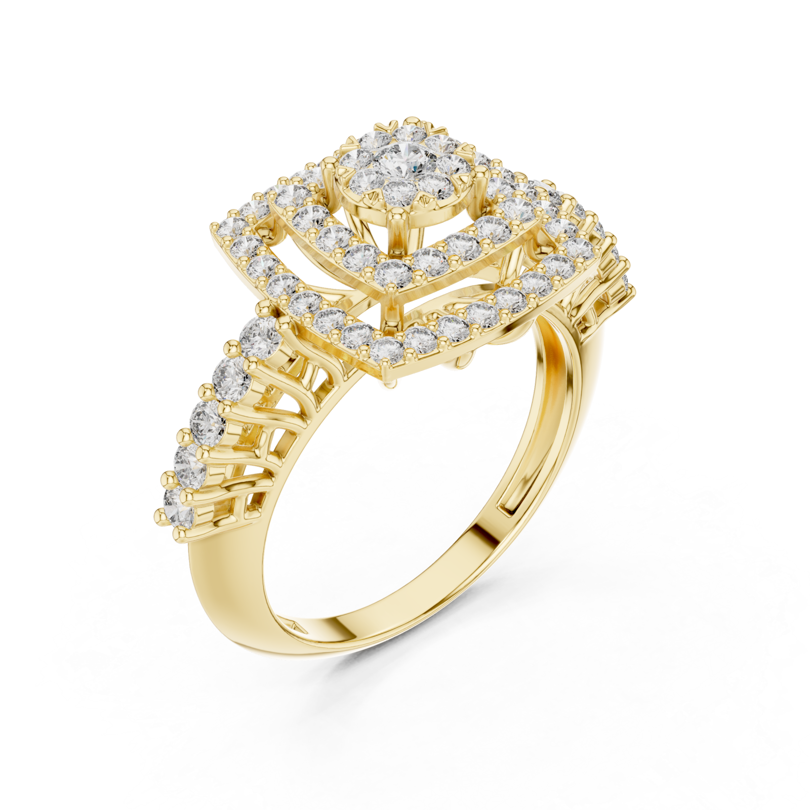 Gold Lustrous Grandeur Radiance Cocktail Ring Right View