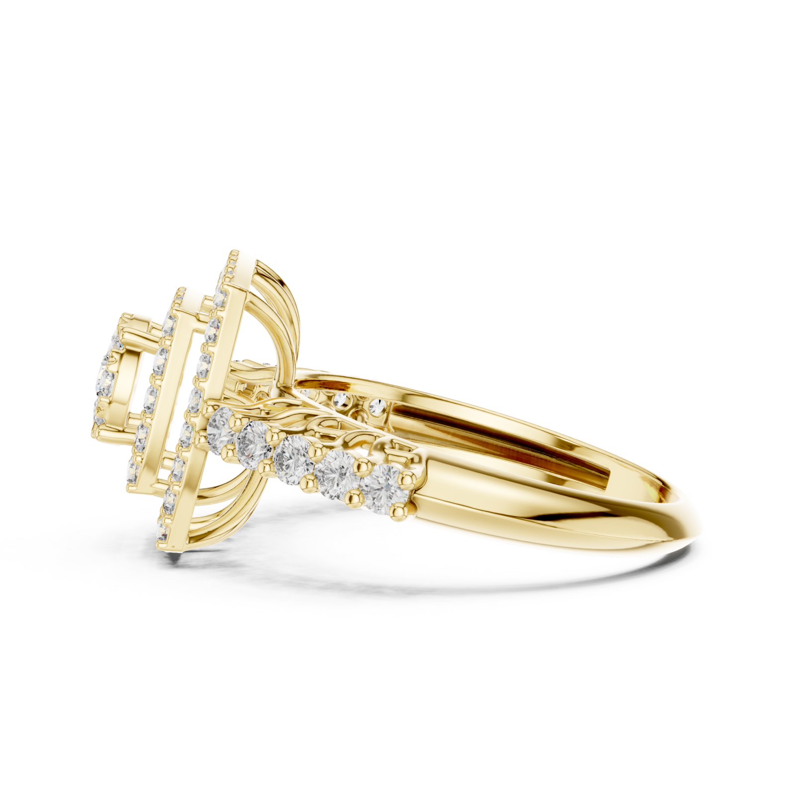  Gold Lustrous Grandeur Radiance Cocktail Ring Side View