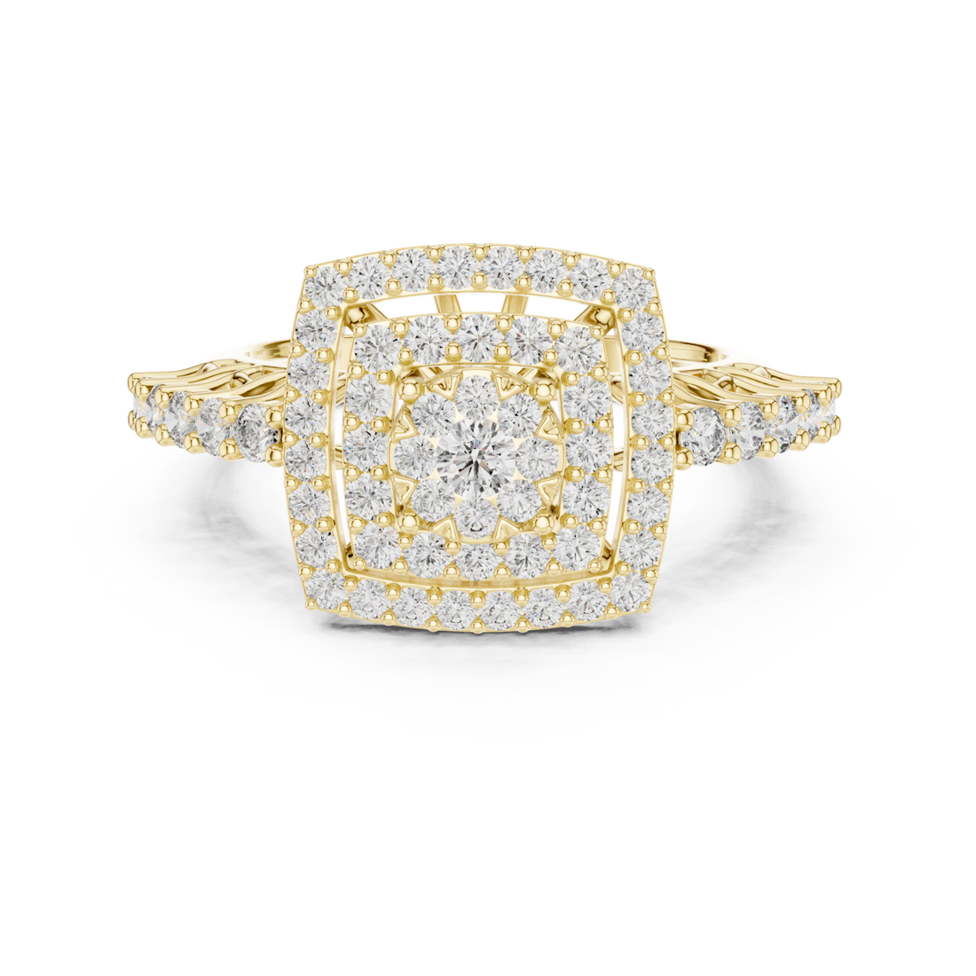 Gold Lustrous Grandeur Radiance Cocktail Ring Right View