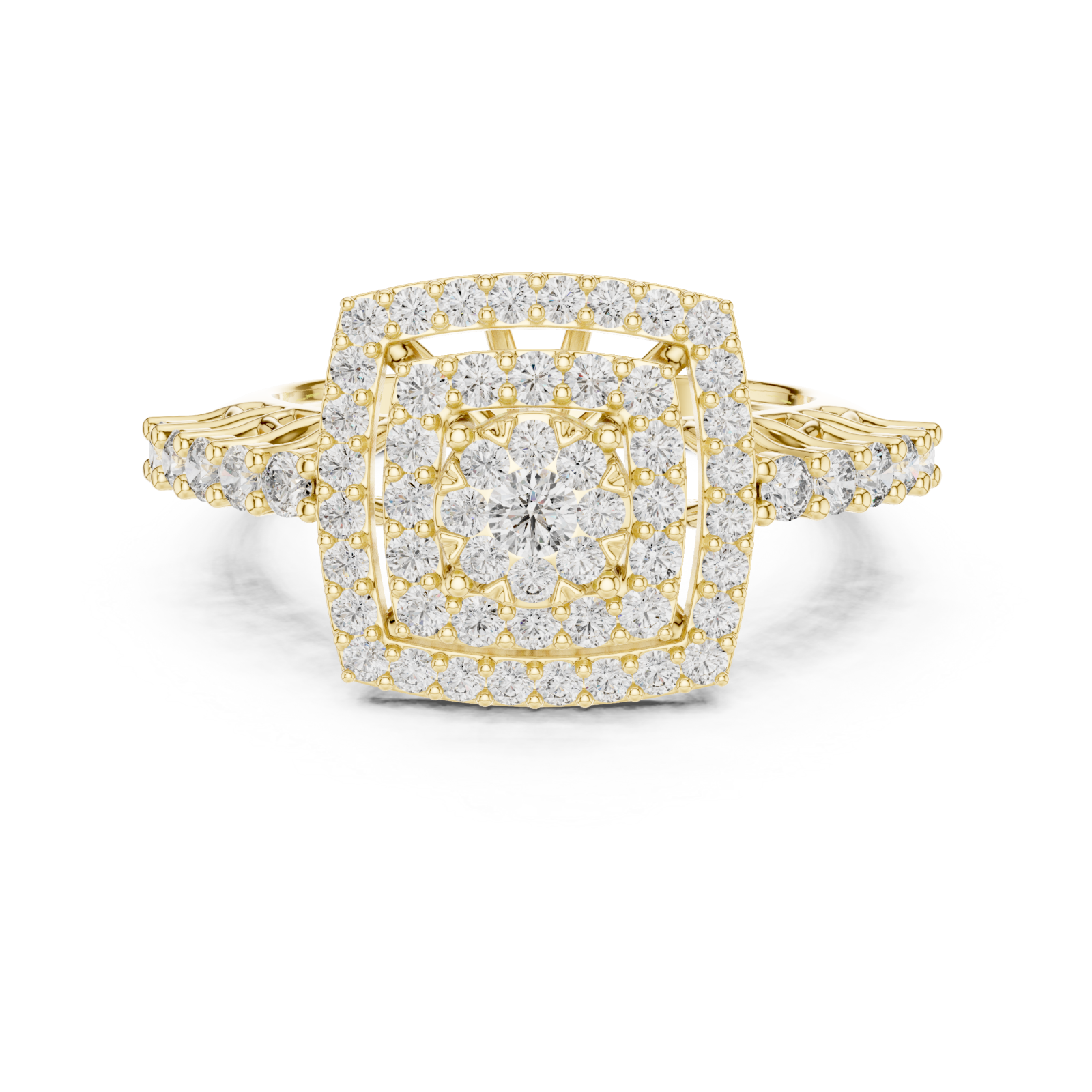  Gold Lustrous Grandeur Radiance Cocktail Ring Front View