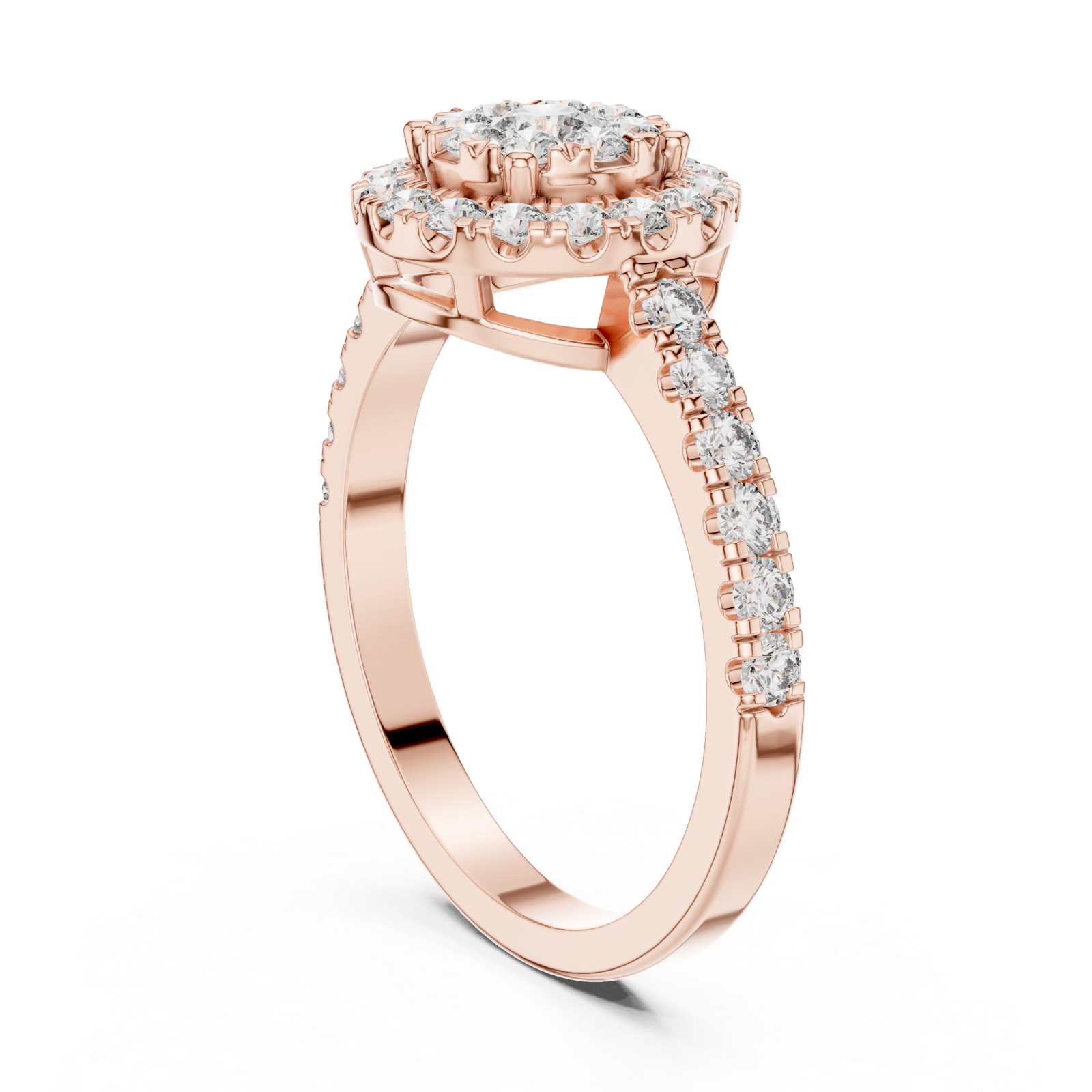  Rose Gold Enchanted Blossom Pavé Radiant Ring Left View