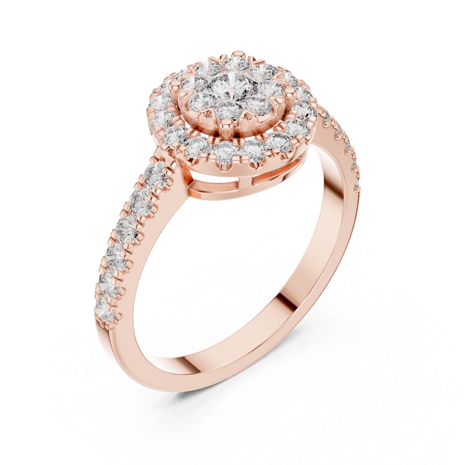  Rose Gold Enchanted Blossom Pavé Radiant Ring Right View