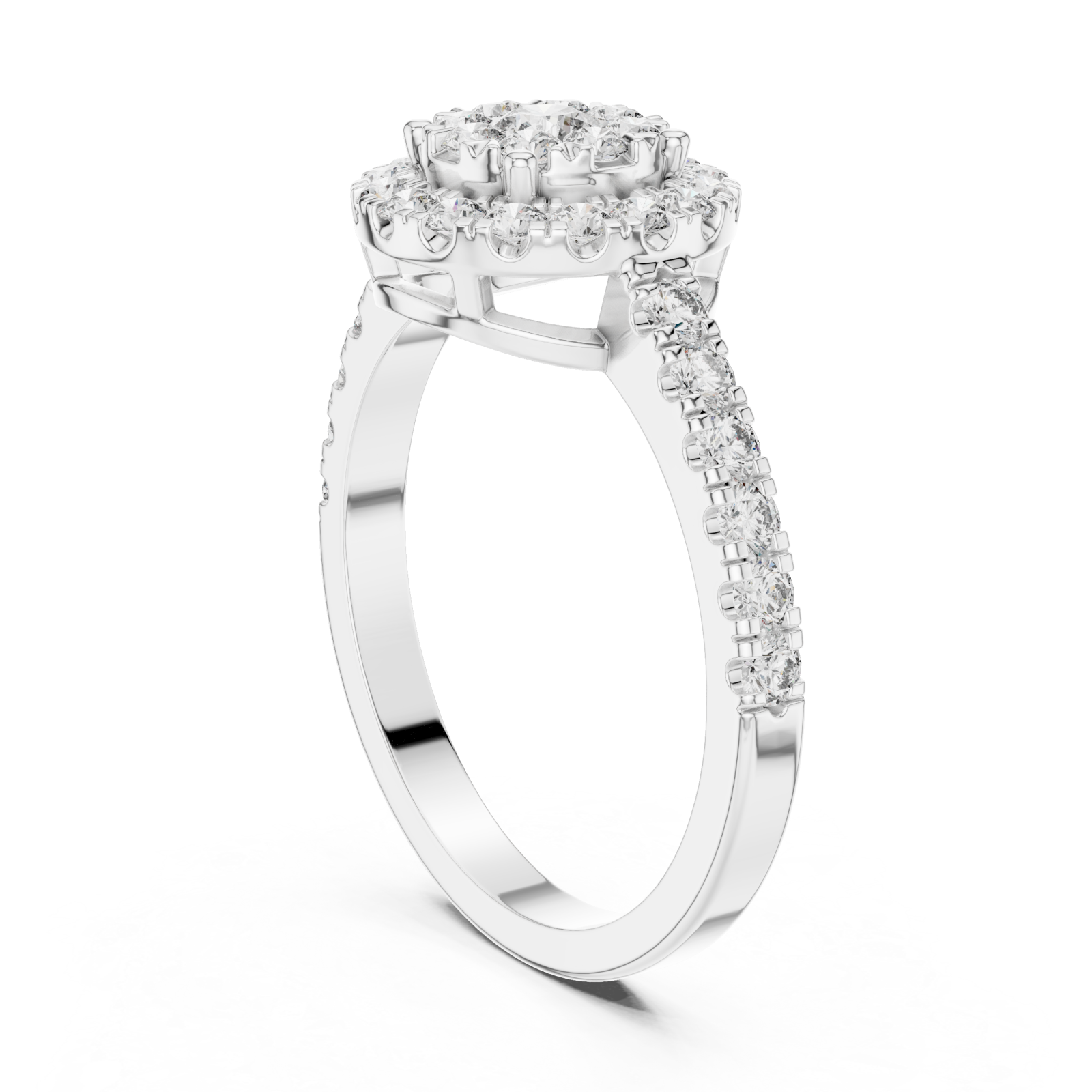  White Gold Enchanted Blossom Pavé Radiant Ring Left View