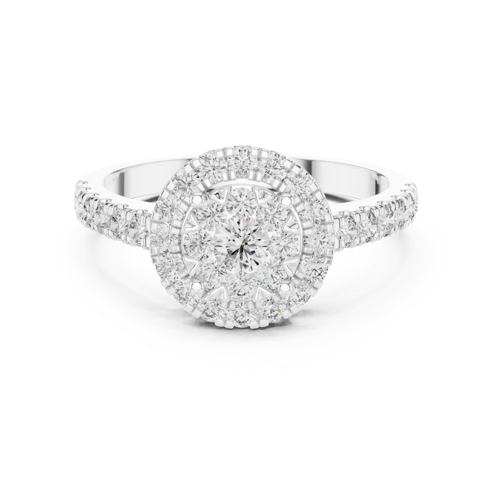  White Gold Enchanted Blossom Pavé Radiant Ring Front View