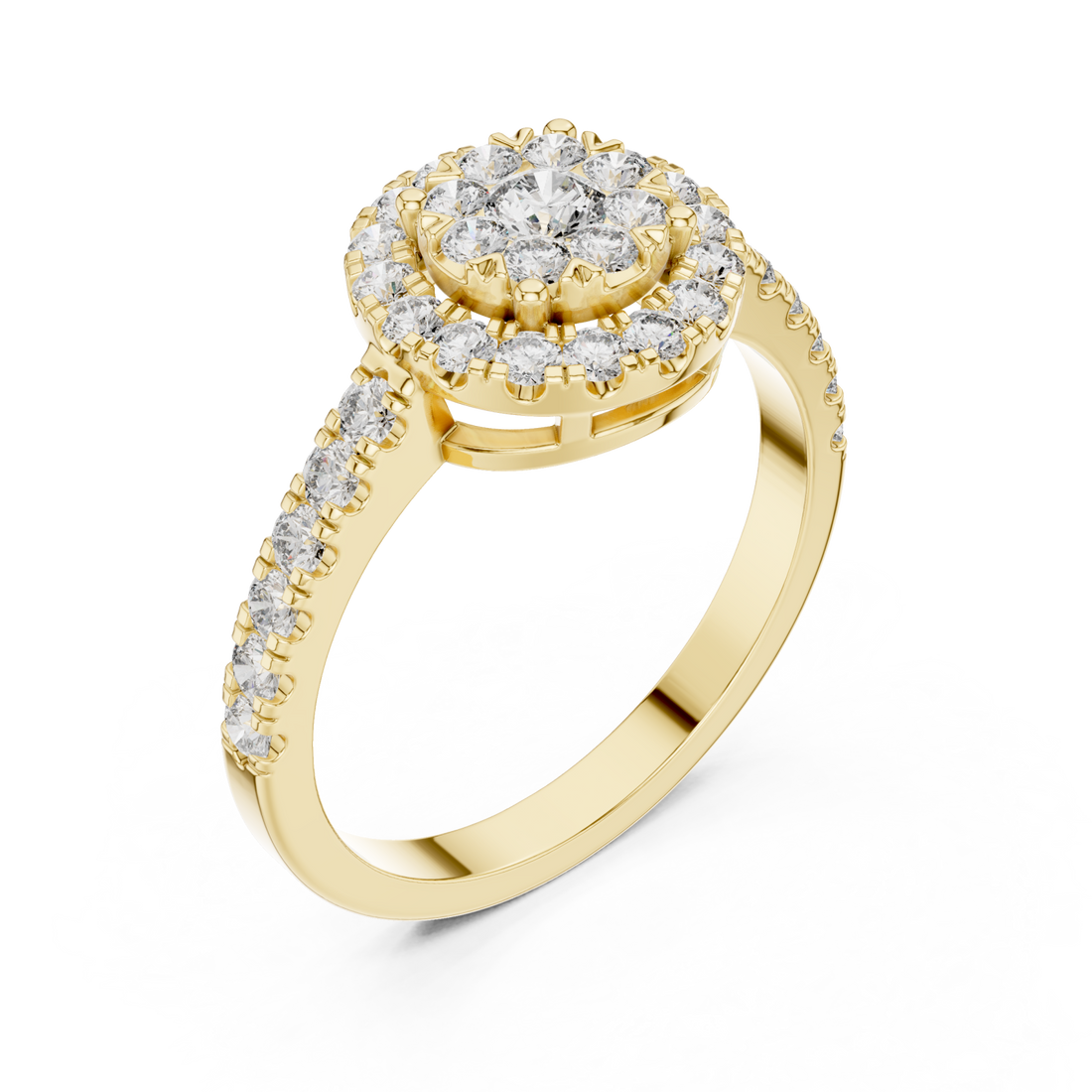 Gold Enchanted Blossom Pavé Radiant Ring Right View