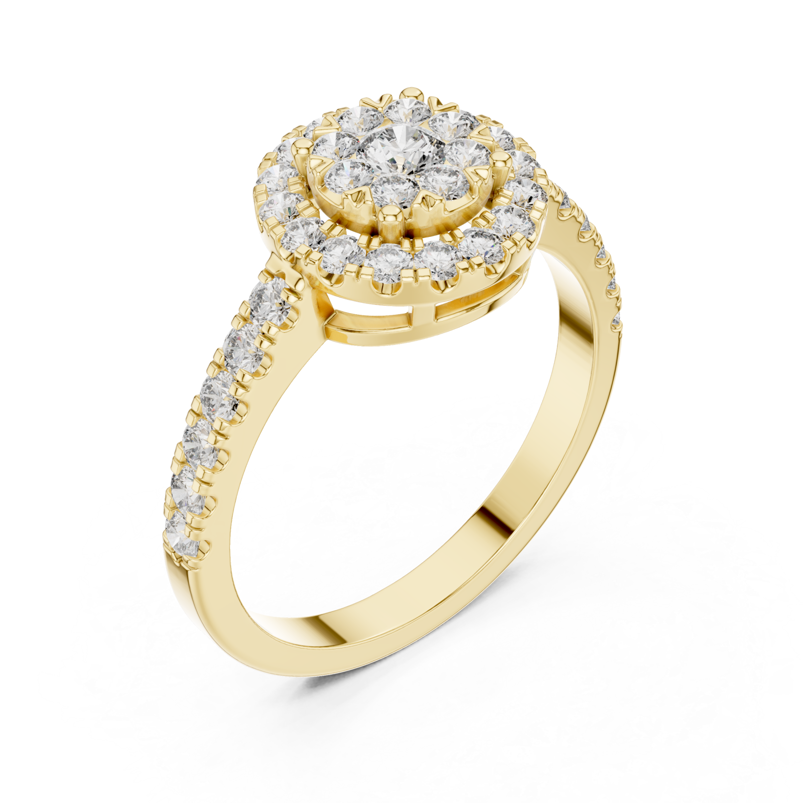 Gold Enchanted Blossom Pavé Radiant Ring Right View