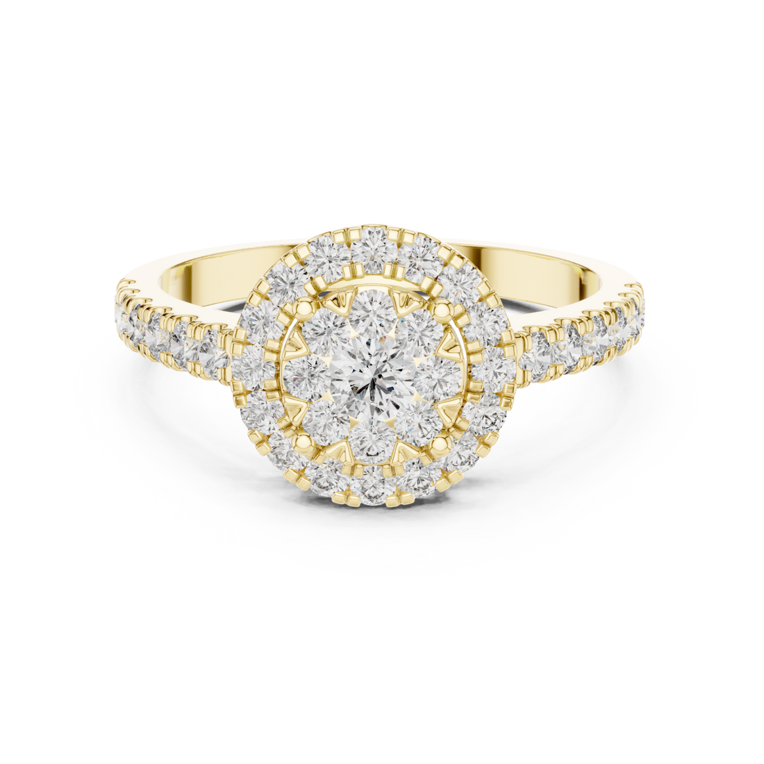 Gold Enchanted Blossom Pavé Radiant Ring Right View