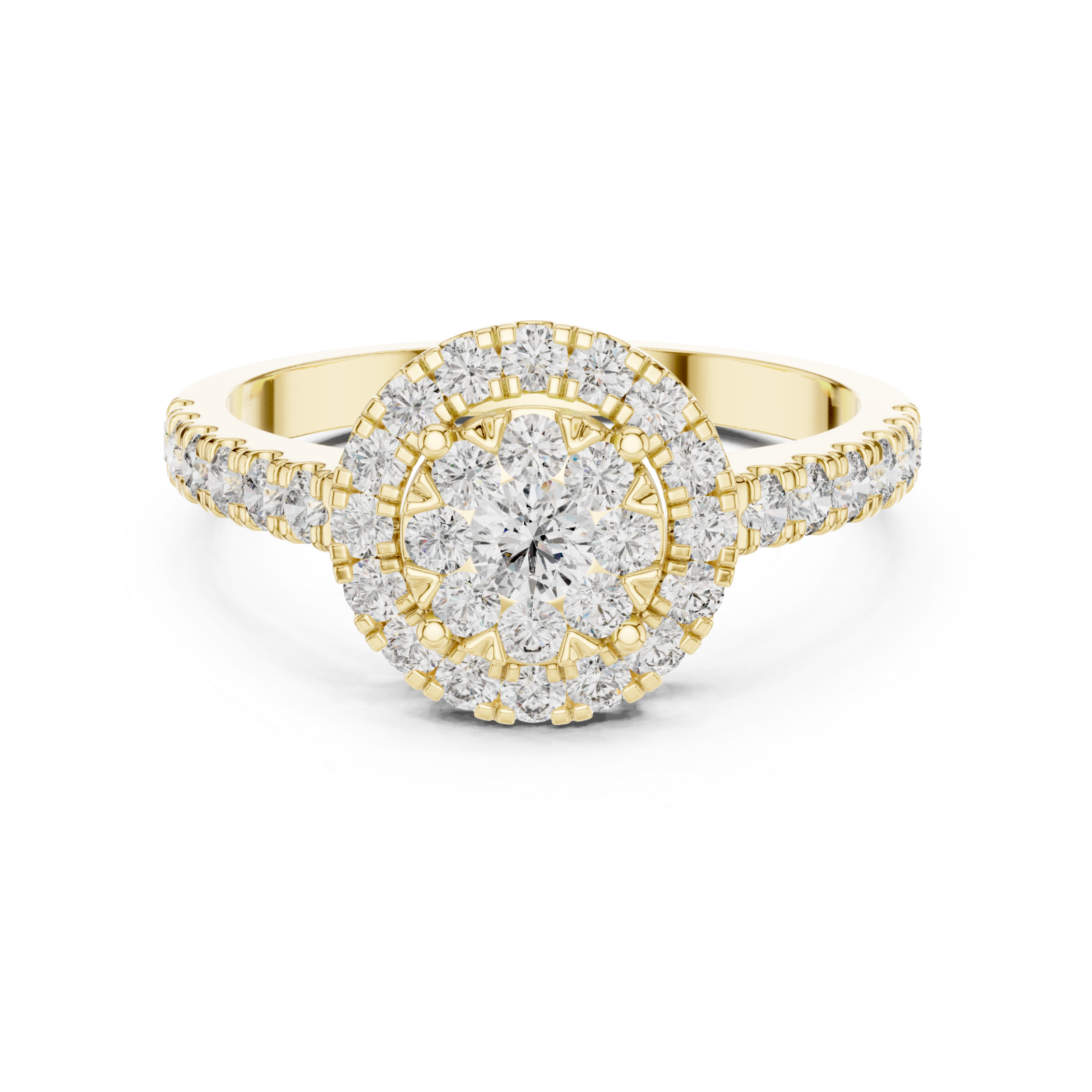  Gold Enchanted Blossom Pavé Radiant Ring Front View