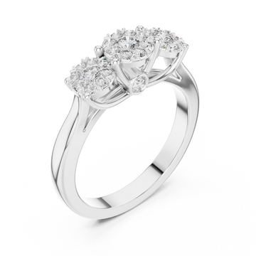  White Gold Dewdrop Graceful Triple Floral Ensemble Ring Right View